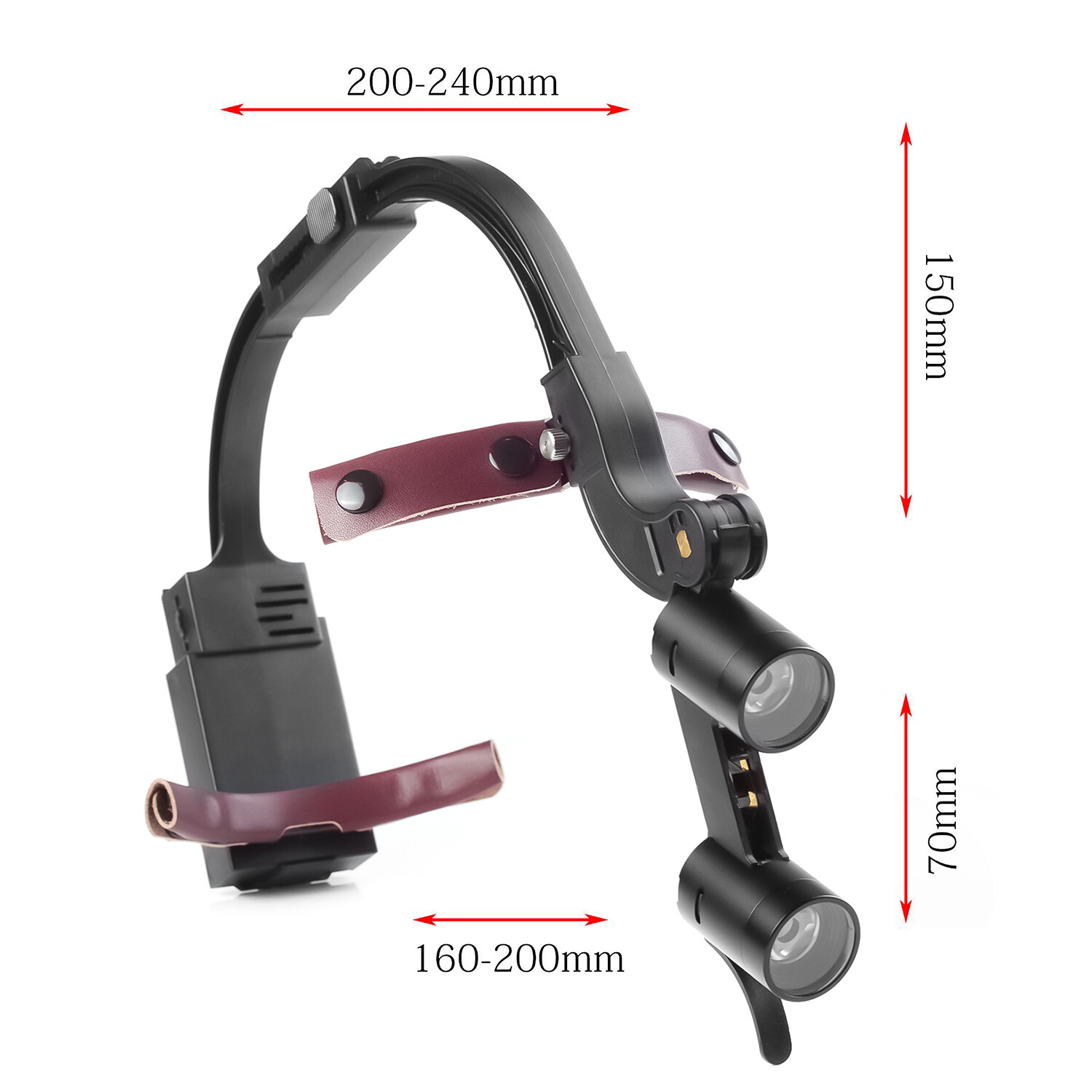 Dental Optical 5W Wireless LED Headlight Two LED Lights+6.0X-420 Loupes+AL-BOX