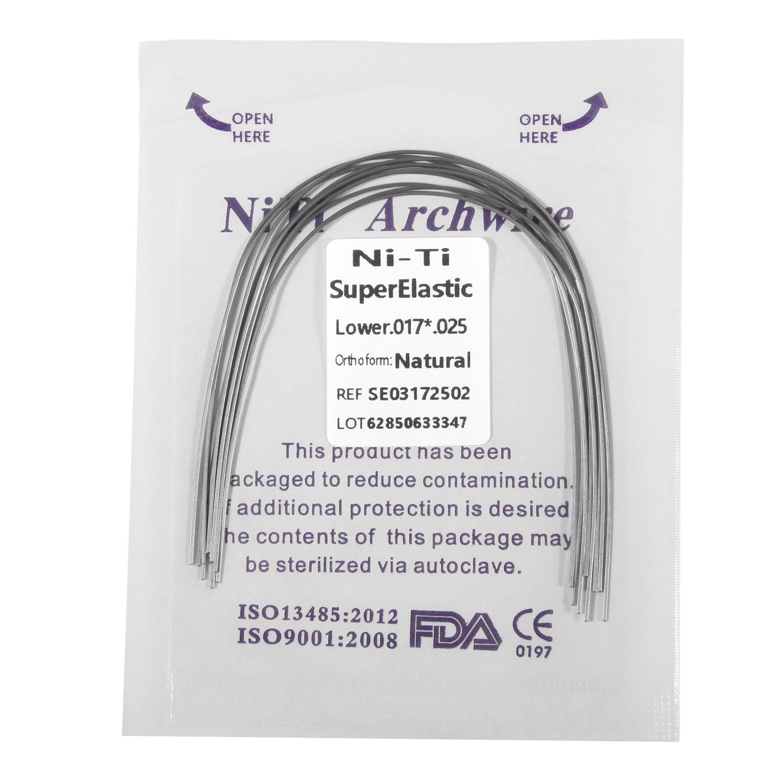 Ortho Niti Natural Form Elastic Rectangular Arch Wires 17*25 Upper Lower Dental