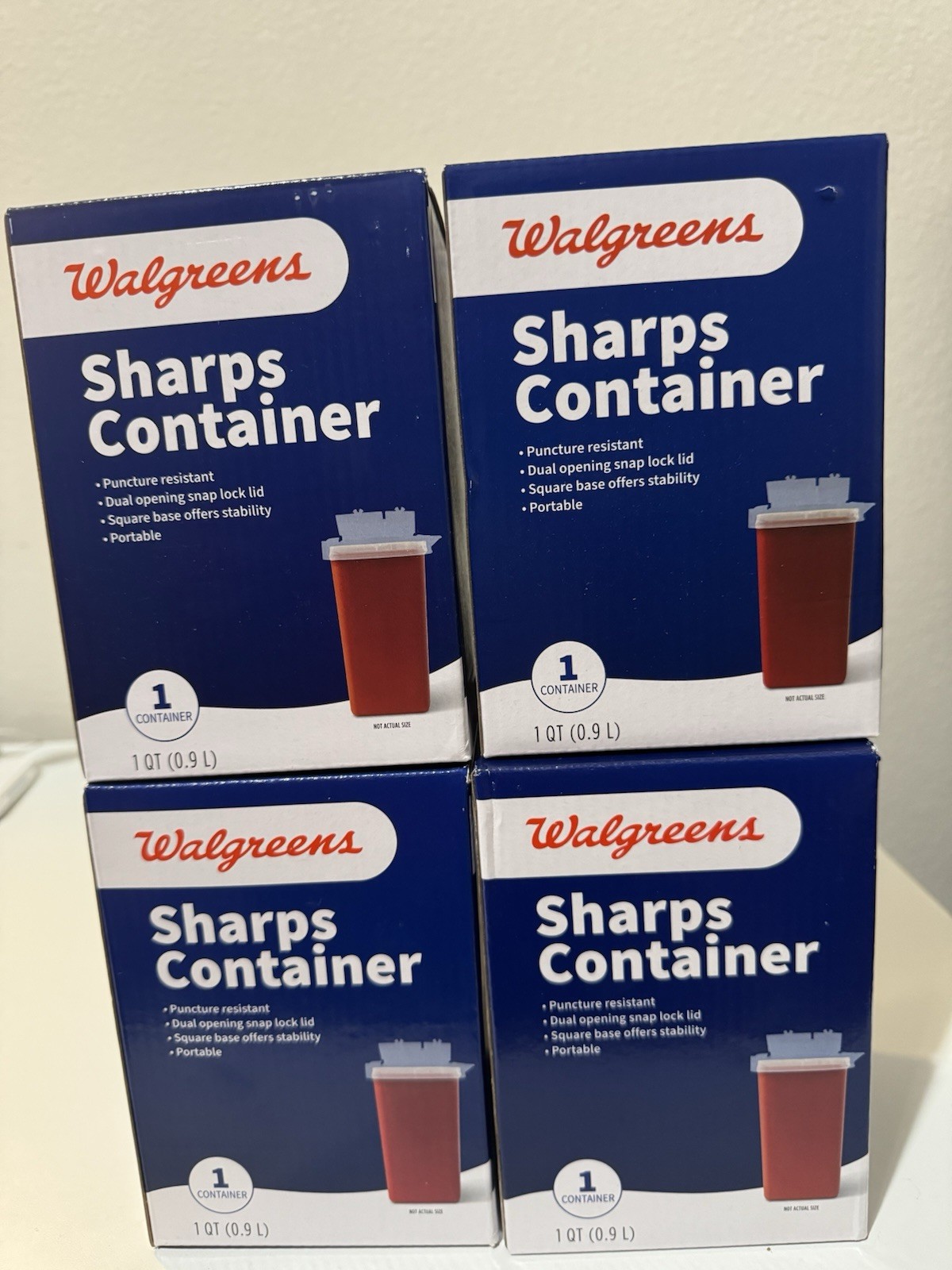 4 pack- Sharps Container 1 Qt Biohazard Infectious Waste Needle Disposal –