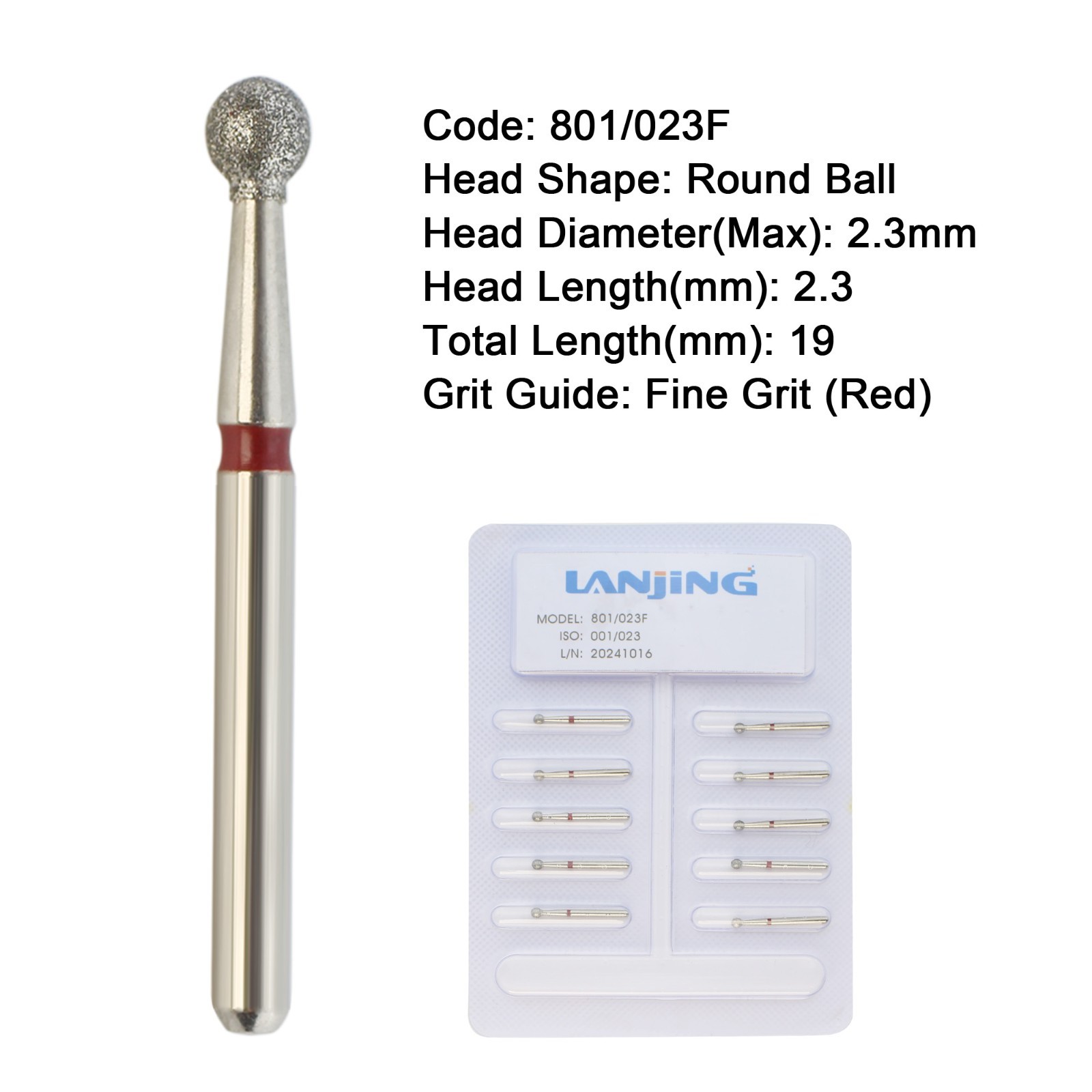 Dental Diamond Burs Pear 330 Ball Round End Taper FG High Speed 801L Surgical