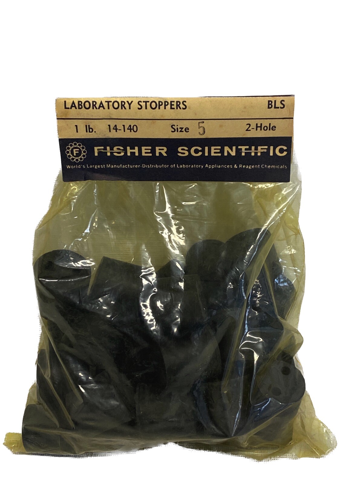 (1 lb.) FISHER SCIENTIFIC Size 5 Laboratory Rubber Stoppers 2-Holes 14-140