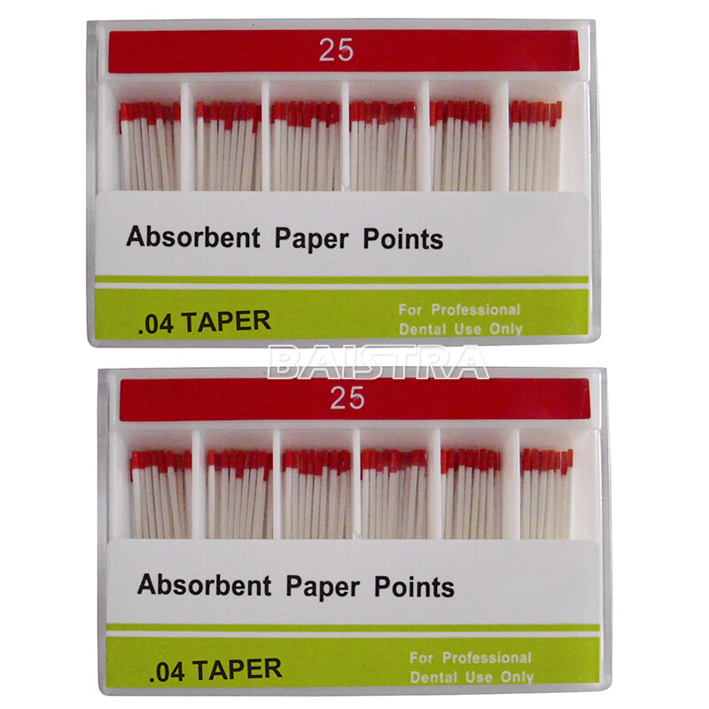 100pcs Dental Absorbent Paper Points 0.04 Taper 25# New For Root Endodontics