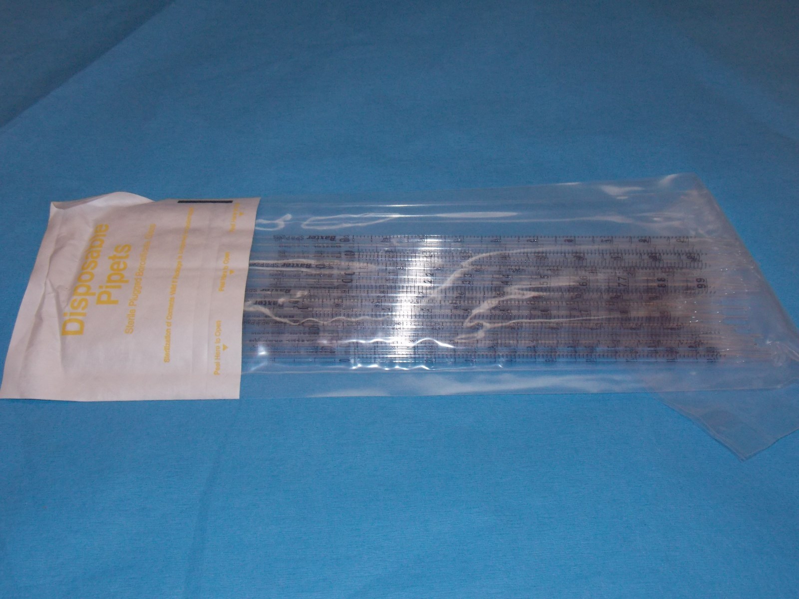 BAXTER P4650-1X DISPOSABLE SEROLOGICAL PIPETS 1ML X 1/100 GLASS STERILE 25/BAG