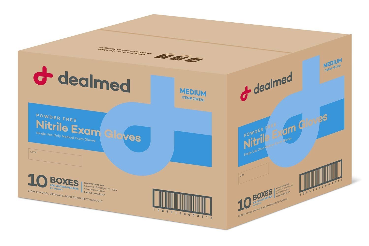 ​Dealmed 787320 Nitrile Gloves, Disposable, Medium, 100 ct. (Pack of 10)