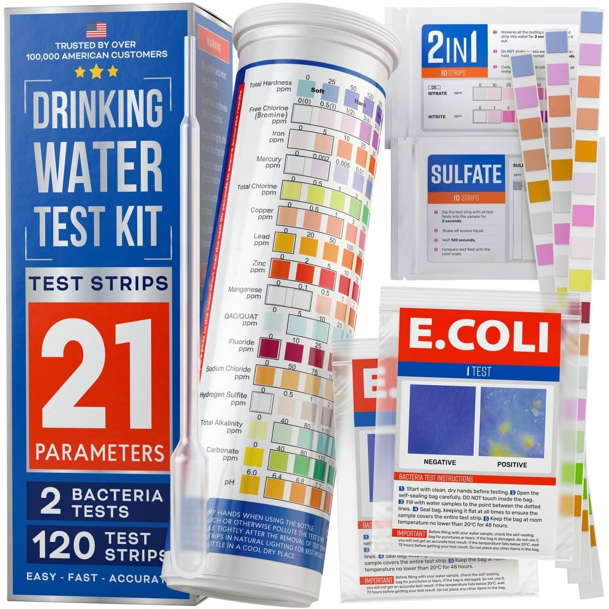 Bestprod All-New 21 in 1 Drinking Water Testing Kit Strips, Home Tap and…