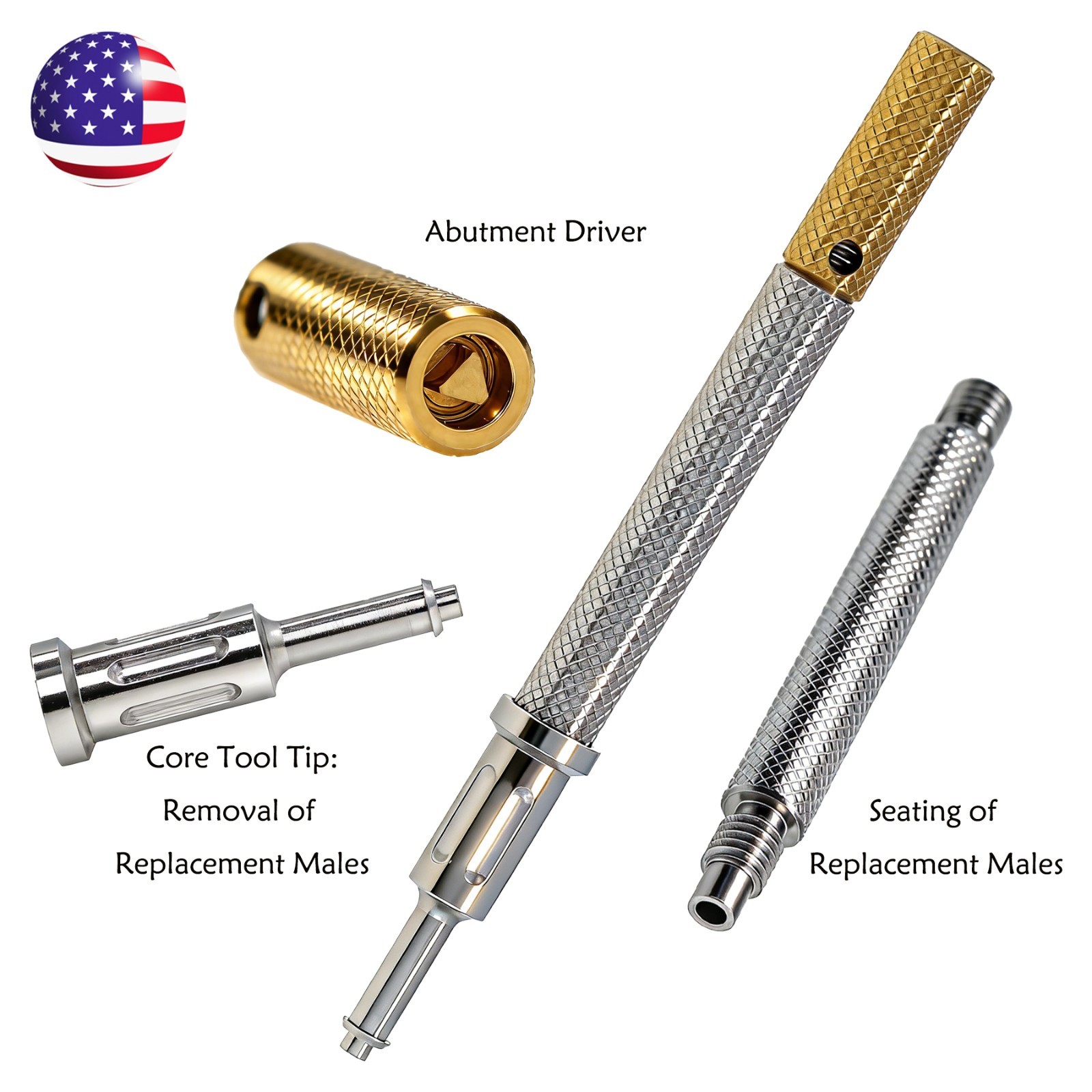 US Dental Novaloc Type Mounting and Demounting Tool Retention Inserts Core Tool