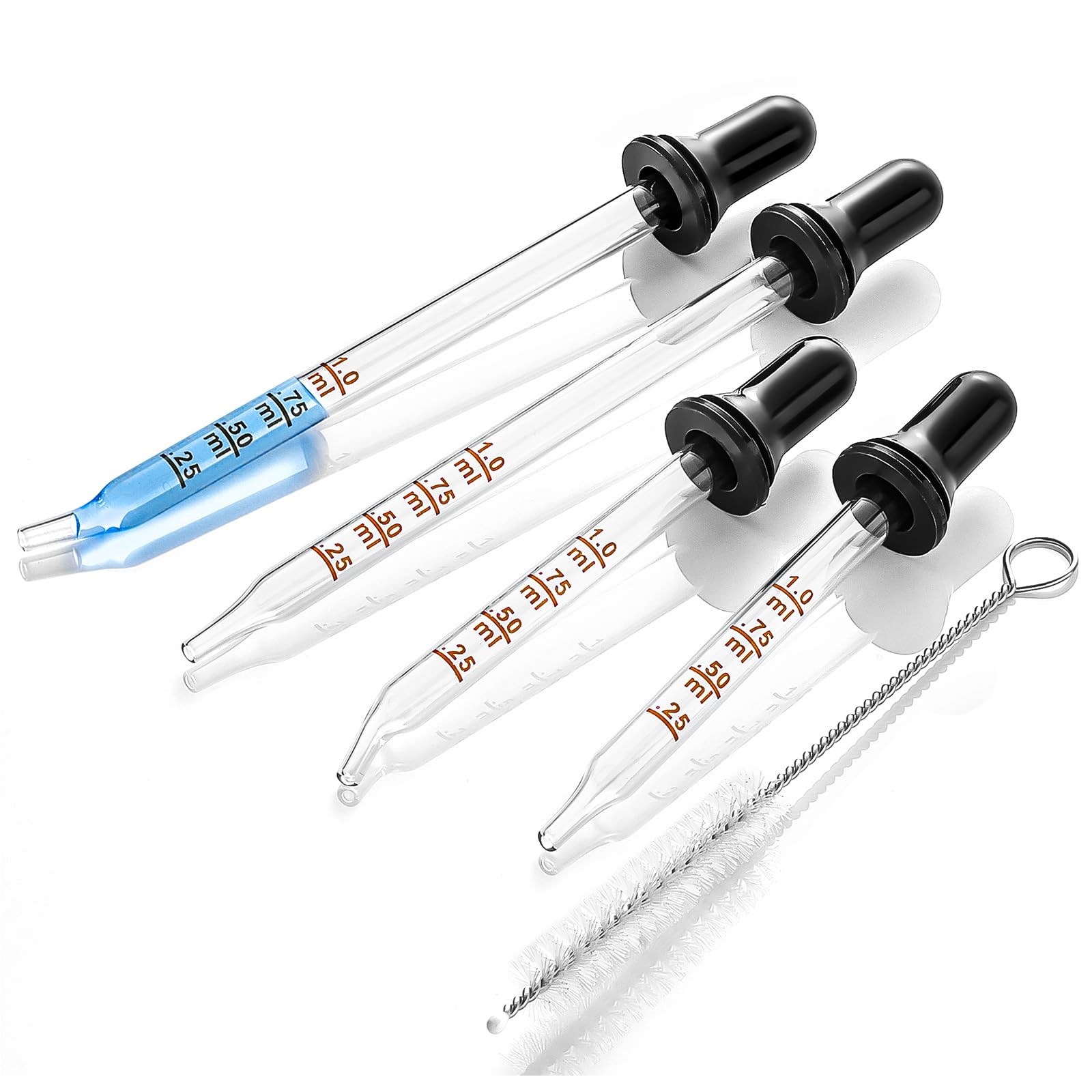 4 Pack 1ml Glass Eye Dropper with Measurement, Medicine Transparent