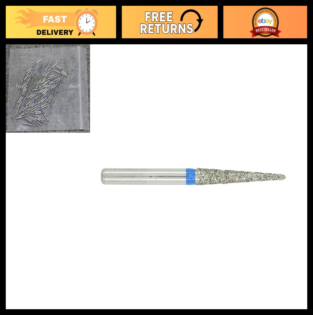 100pcs Diamond Burs FG TR-11 S for Dental Lab, High Precision Cutting Tools