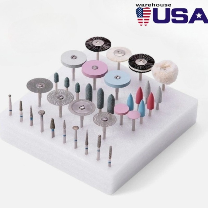 Dental Lab Ceramic Polishing Kit 35Pcs for Grinding to High-Gloss Mirror Finish