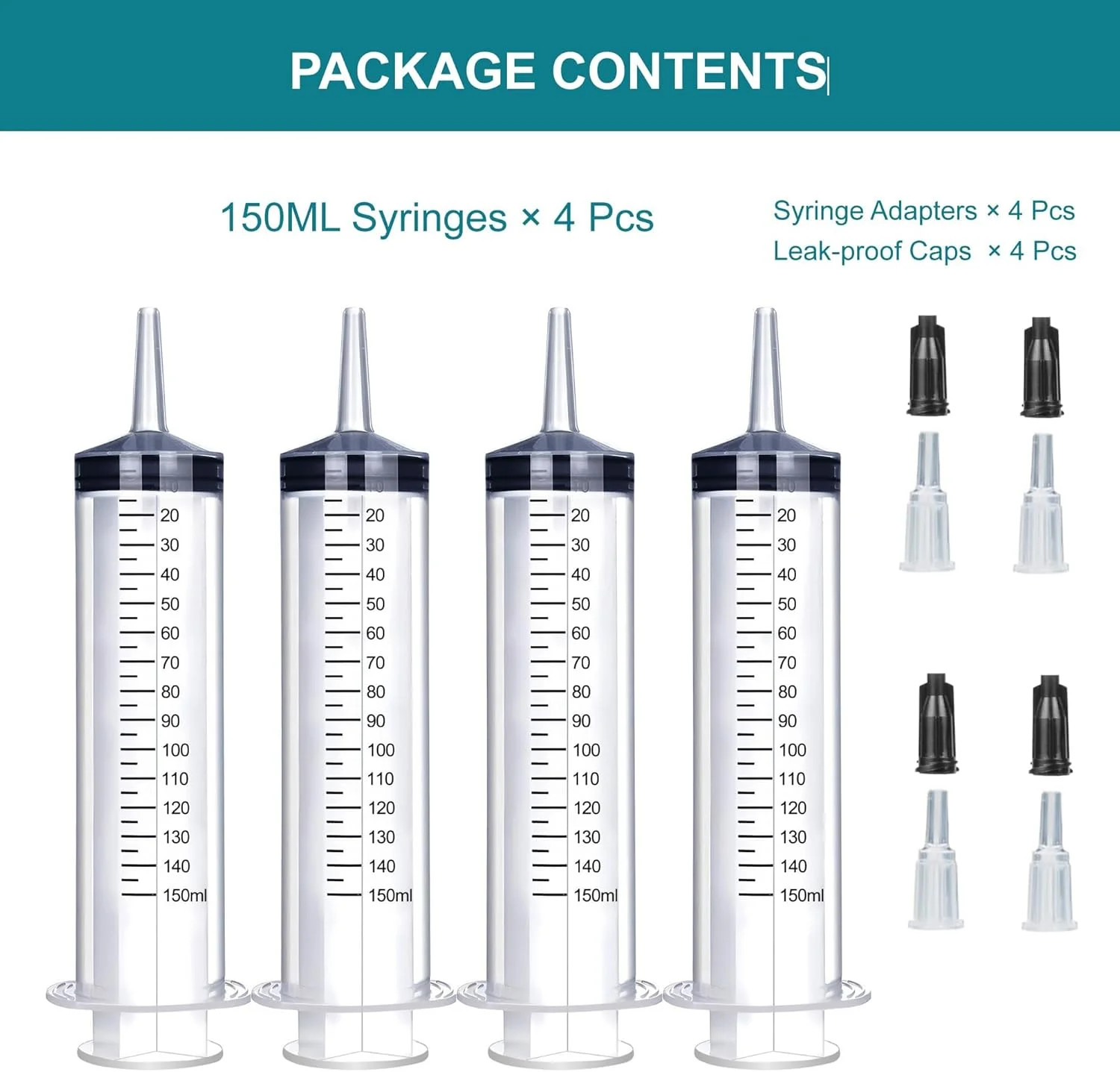 4Pack 150ml Large Syringe for Liquid – Big Plastic Syringes for Thick Liquids