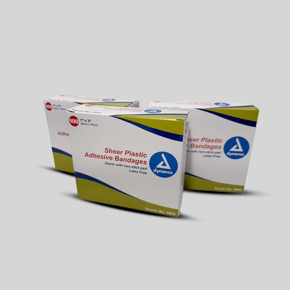 2400 Dynarex Sheer Adhesive Bandages, 1″ x 3″ – Sealed Case, Model 3602