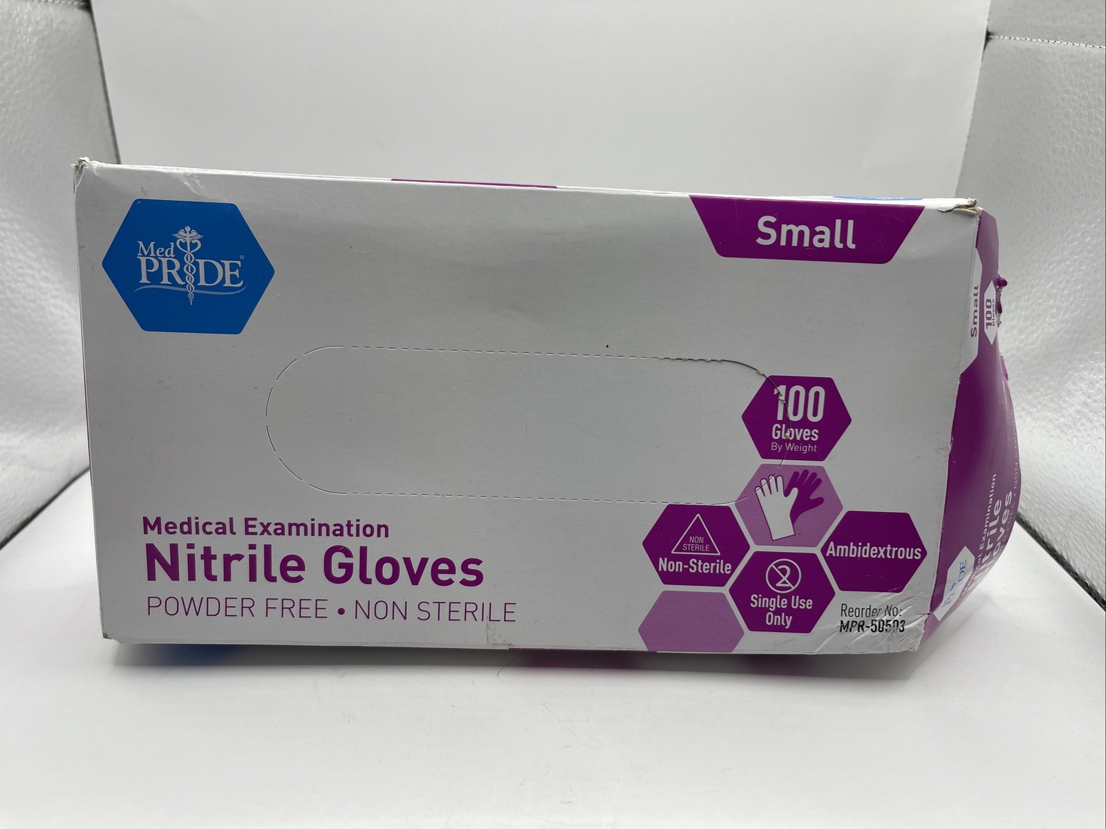 Medpride Powder-Free Nitrile Exam Gloves, Small S , Box / 100