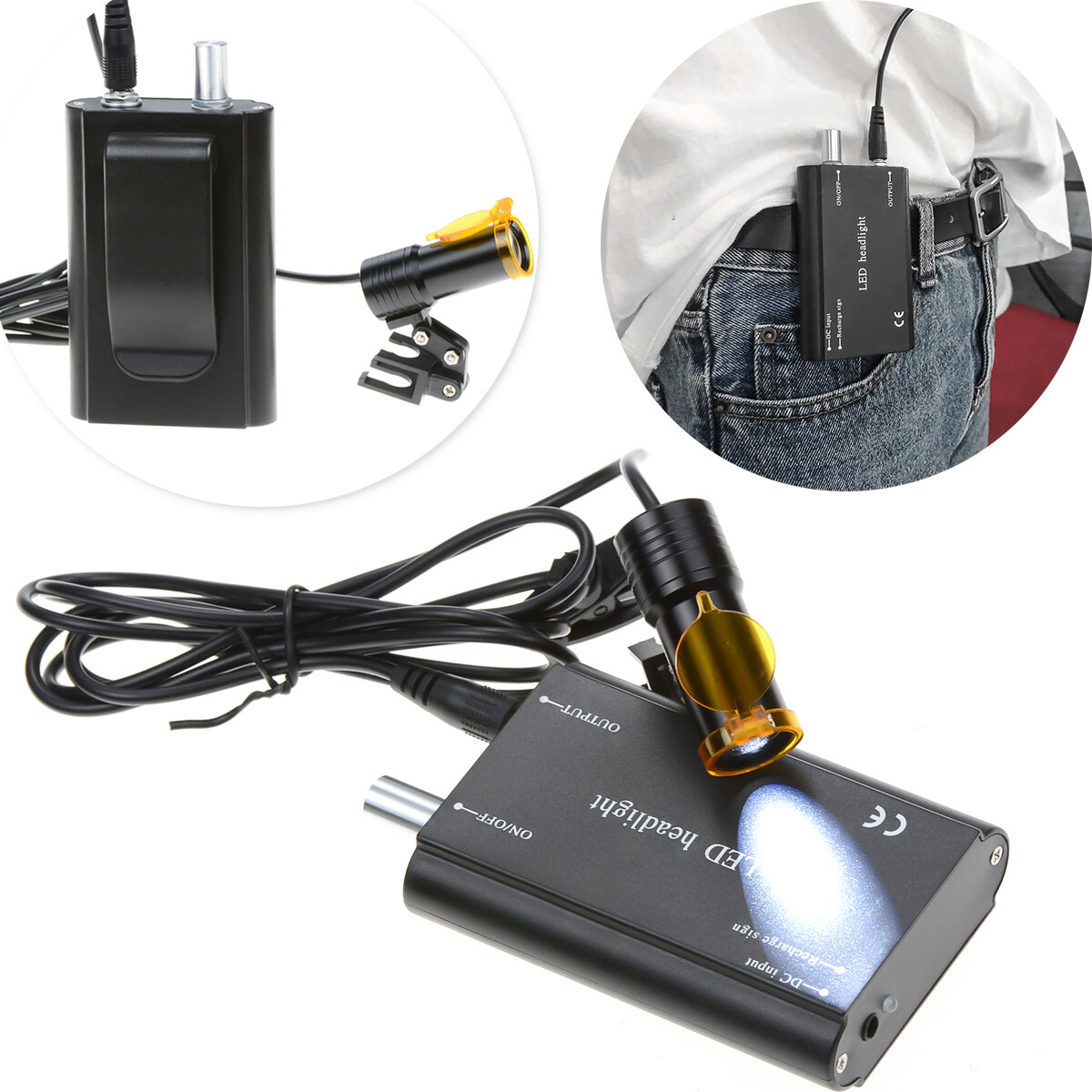 5W Dental Normal Clip LED Headlight High Power Lamp+Light Shield DY-008 Black CE