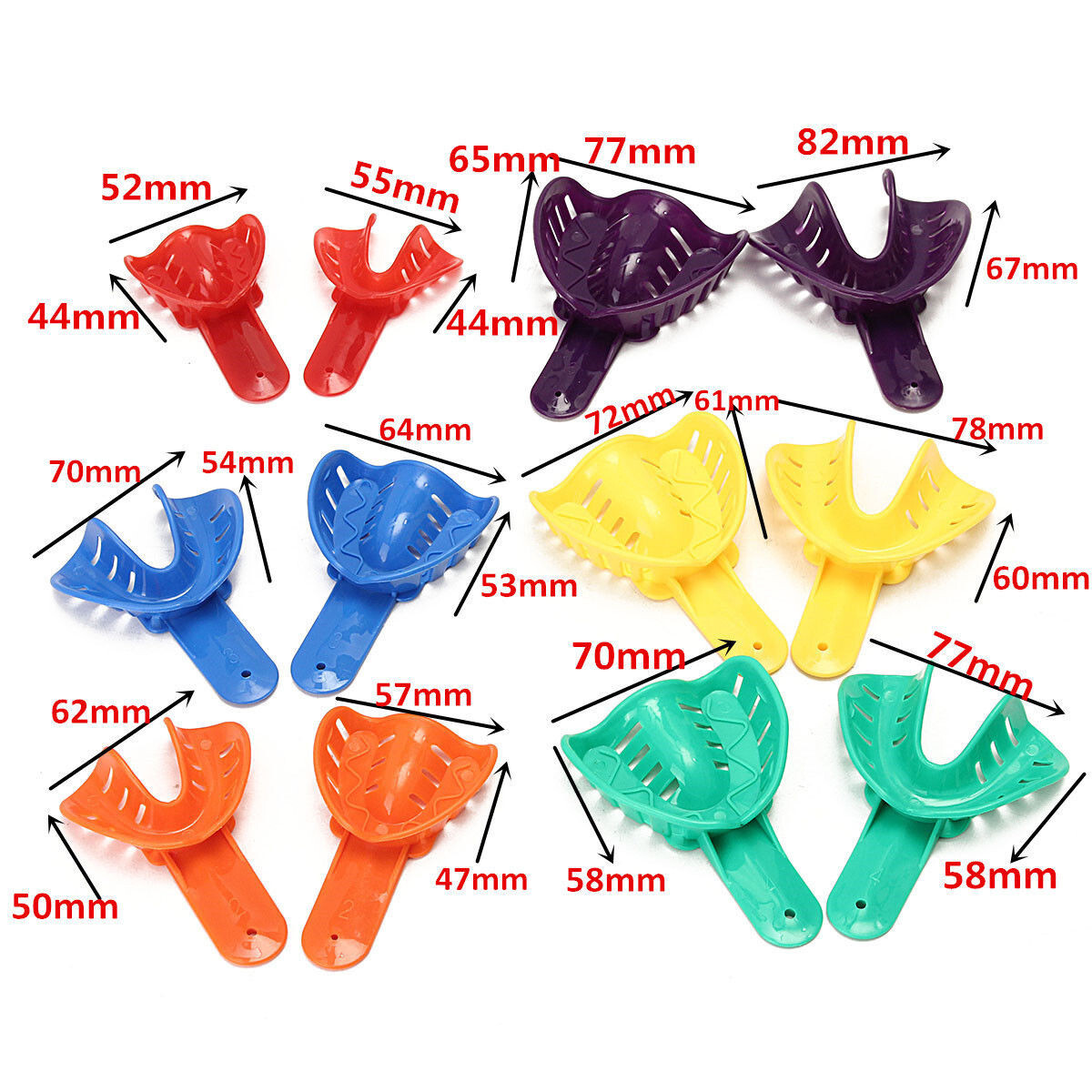 Dental Impression Trays Perforated Disposable For Child/Adult (12/ bag) L M S