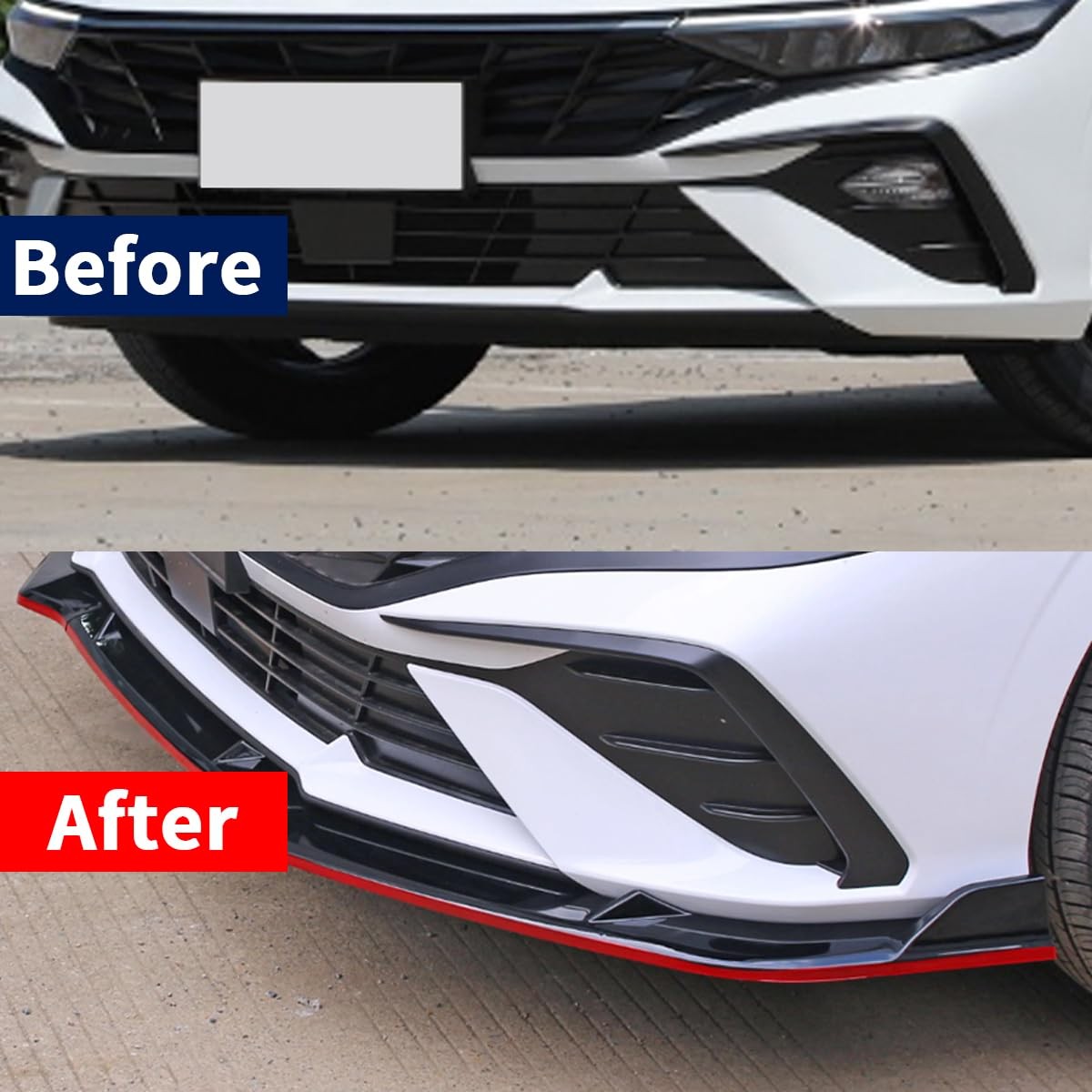 Front Lip Spoiler Splitter Black Red ABS 3PCS For Hyundai Elantra 2024 2025