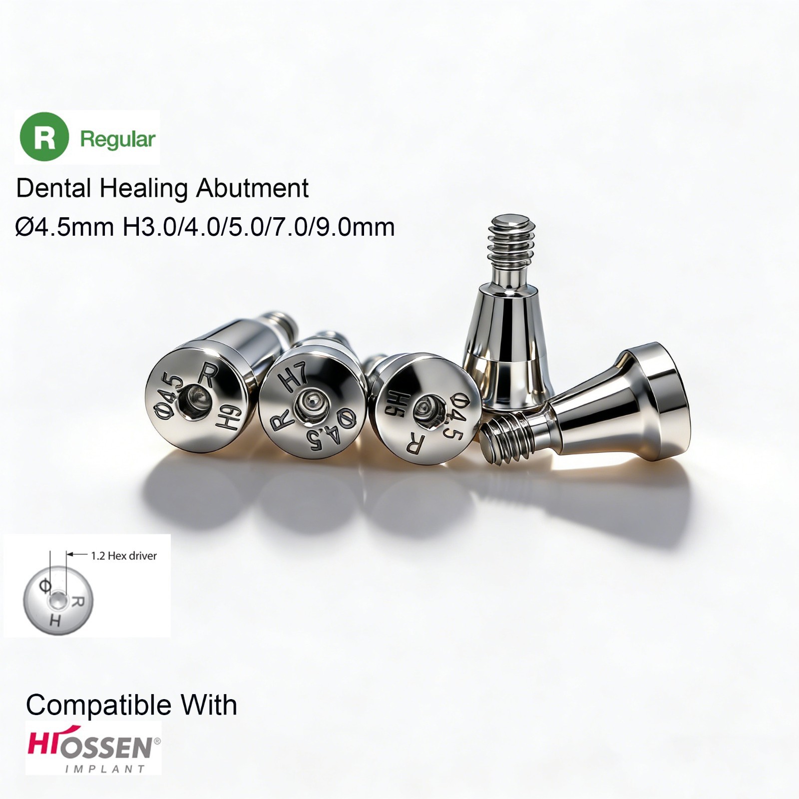 Dental Healing Abutment Mini Regular Cover Screw Fits Hiossen Implant 5/10/20Pcs