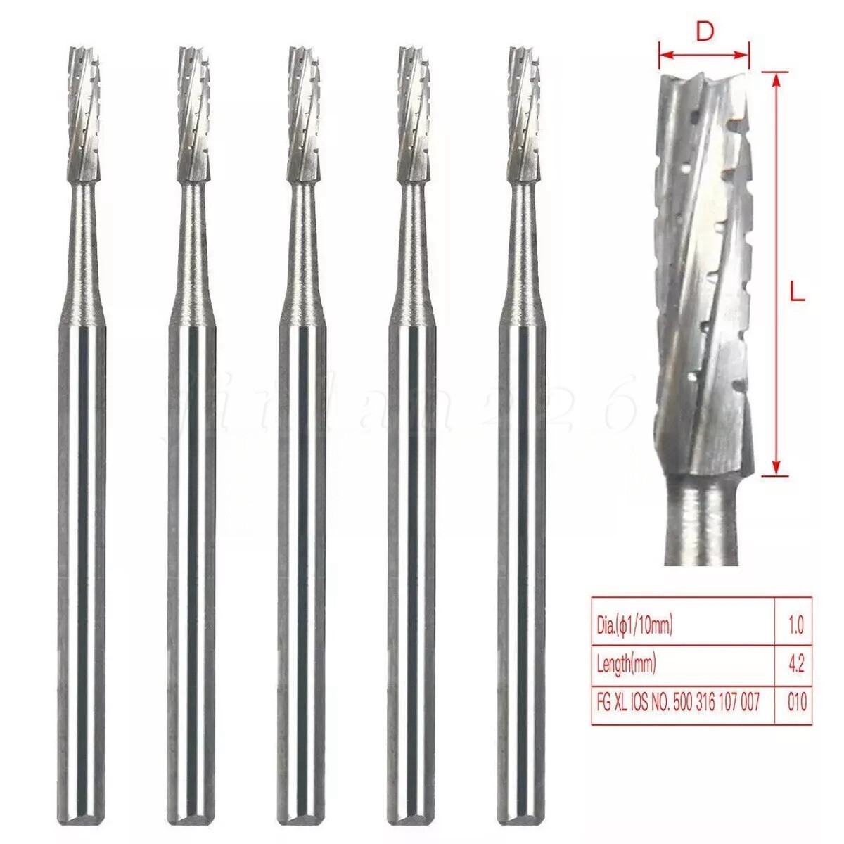 5X FG-557XL Dental Surgical Carbide Burs 25mm 557 FGOS Bone Cutting 1.6mm