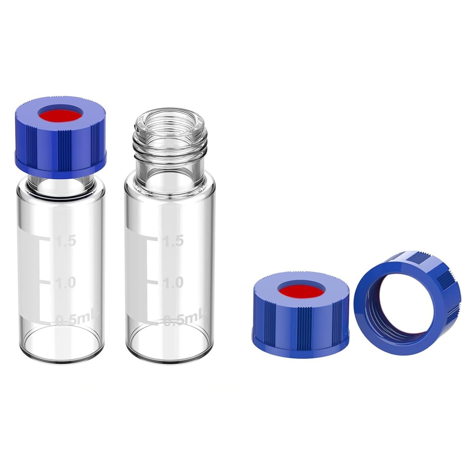 4000x Lab 2ml 9-425 Autosampler Glass Amber/Clear Vials Screw Cap PTFE Silicone