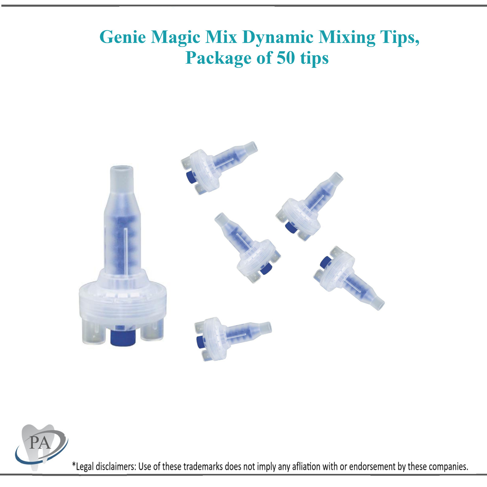 Dental Genie Magic Mix Dynamic Duomix Blue Mixing Tips, Package of 50 tips
