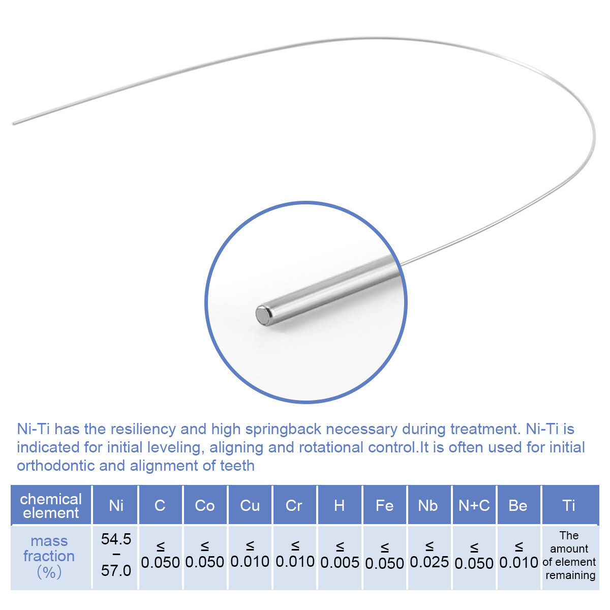 50X Dental Orthodontic Super Elastic Niti Arch Wire ROUND 012 Upper Nature