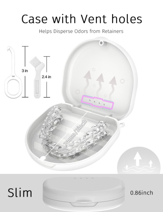 Retainer Case for Invisalign Vivera Aligners Slim Holder w/ Tool Brush Lanyard