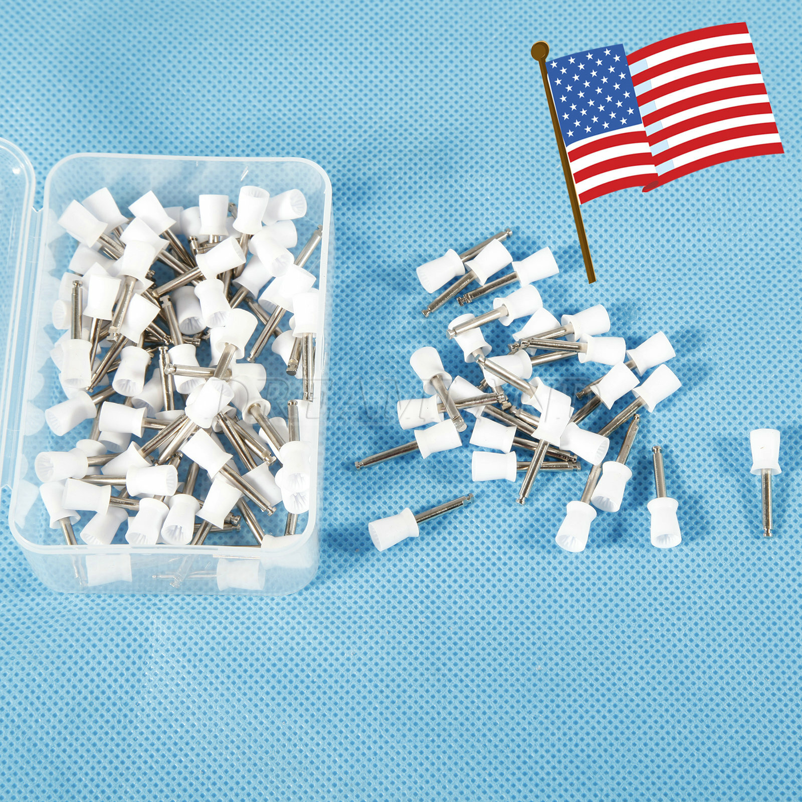 100 Pcs Dental Rubber Prophy Teeth Polish Polishing Cups Latch Brushes 1 Bag