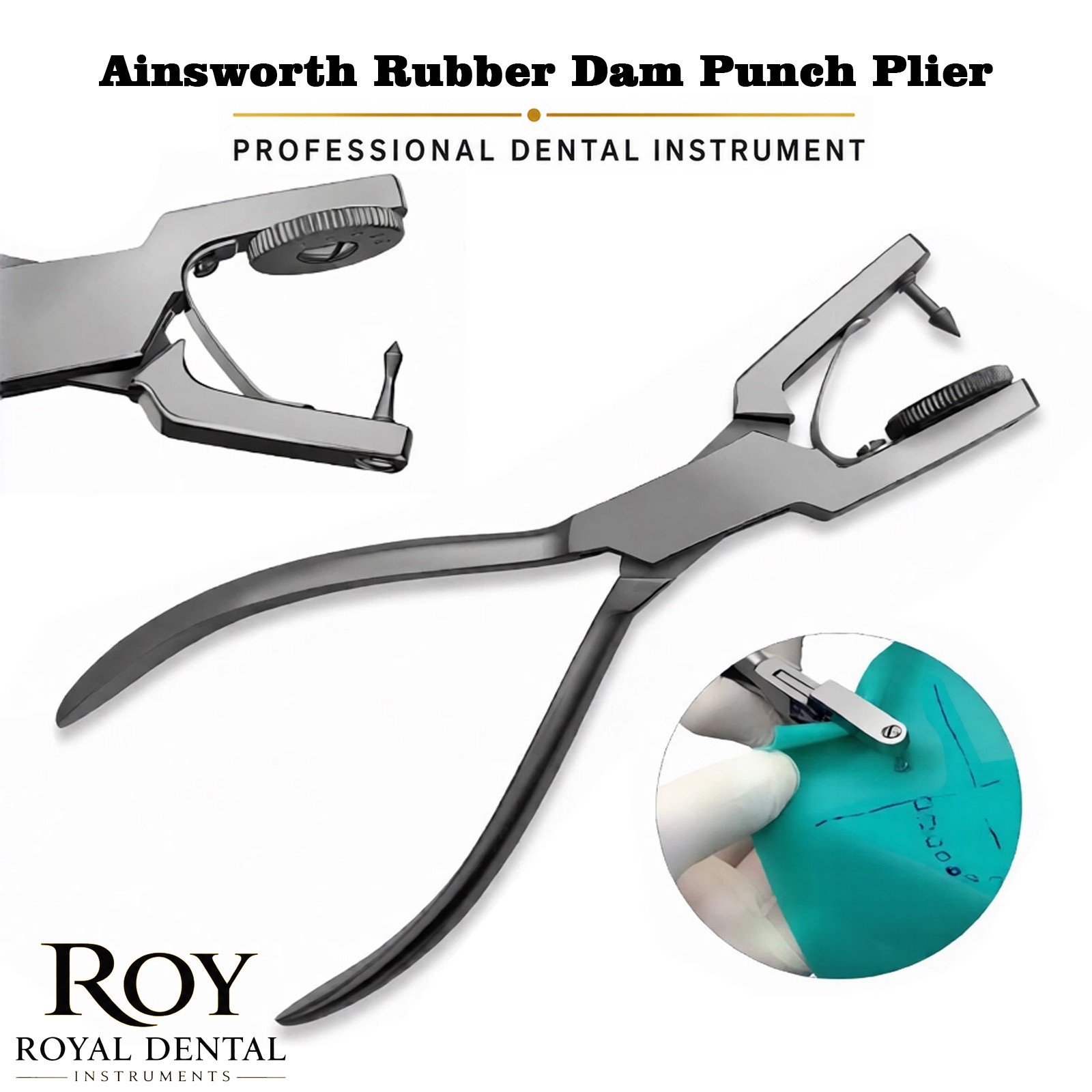 Ainsworth Rubber Dam Punch Rotatory 5 Hole Dental Endodontic Clamp Plier German