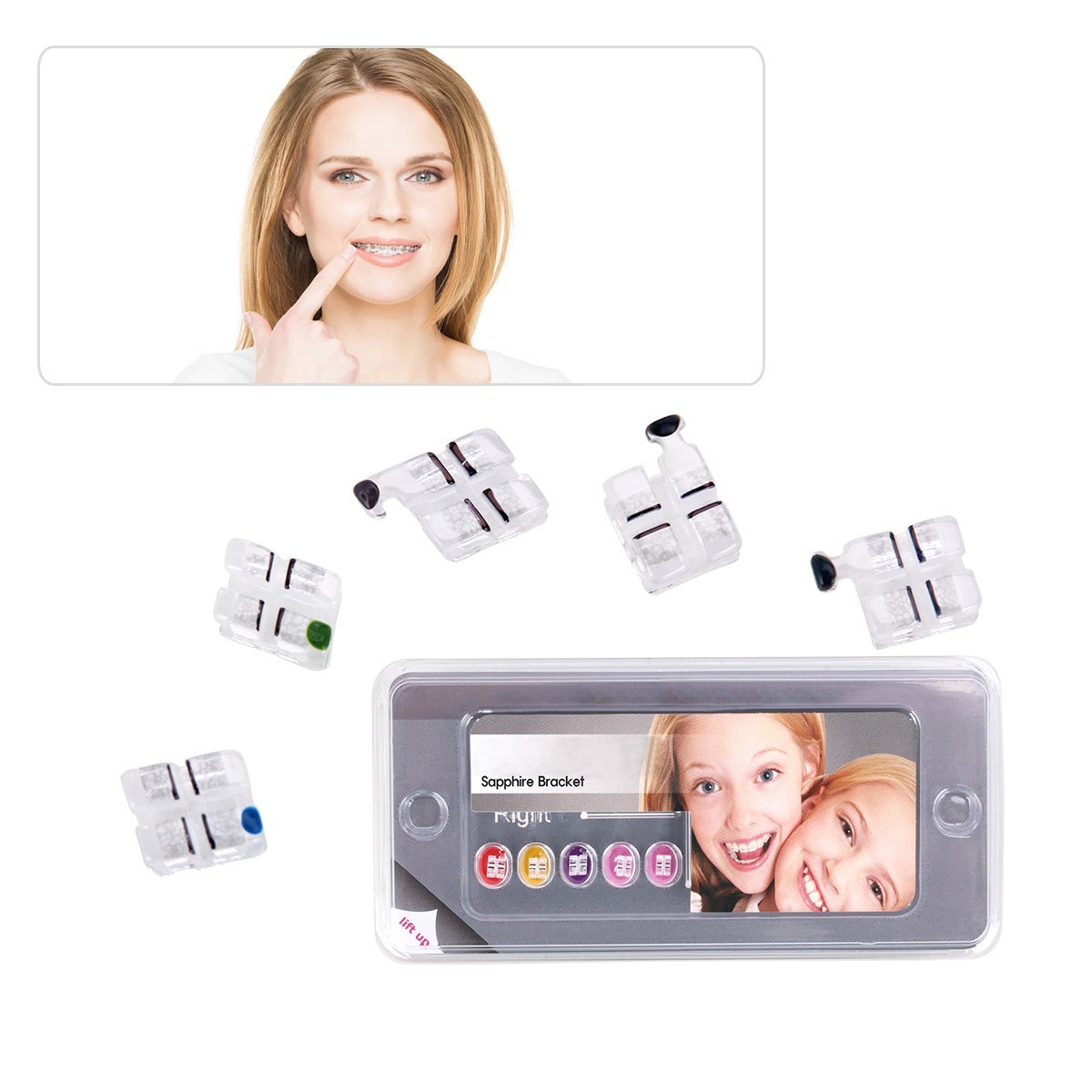 Dental Orthodontic Sapphire Ceramic Brackets Braces Mini Roth/MBT.022 Hook 3 4 5