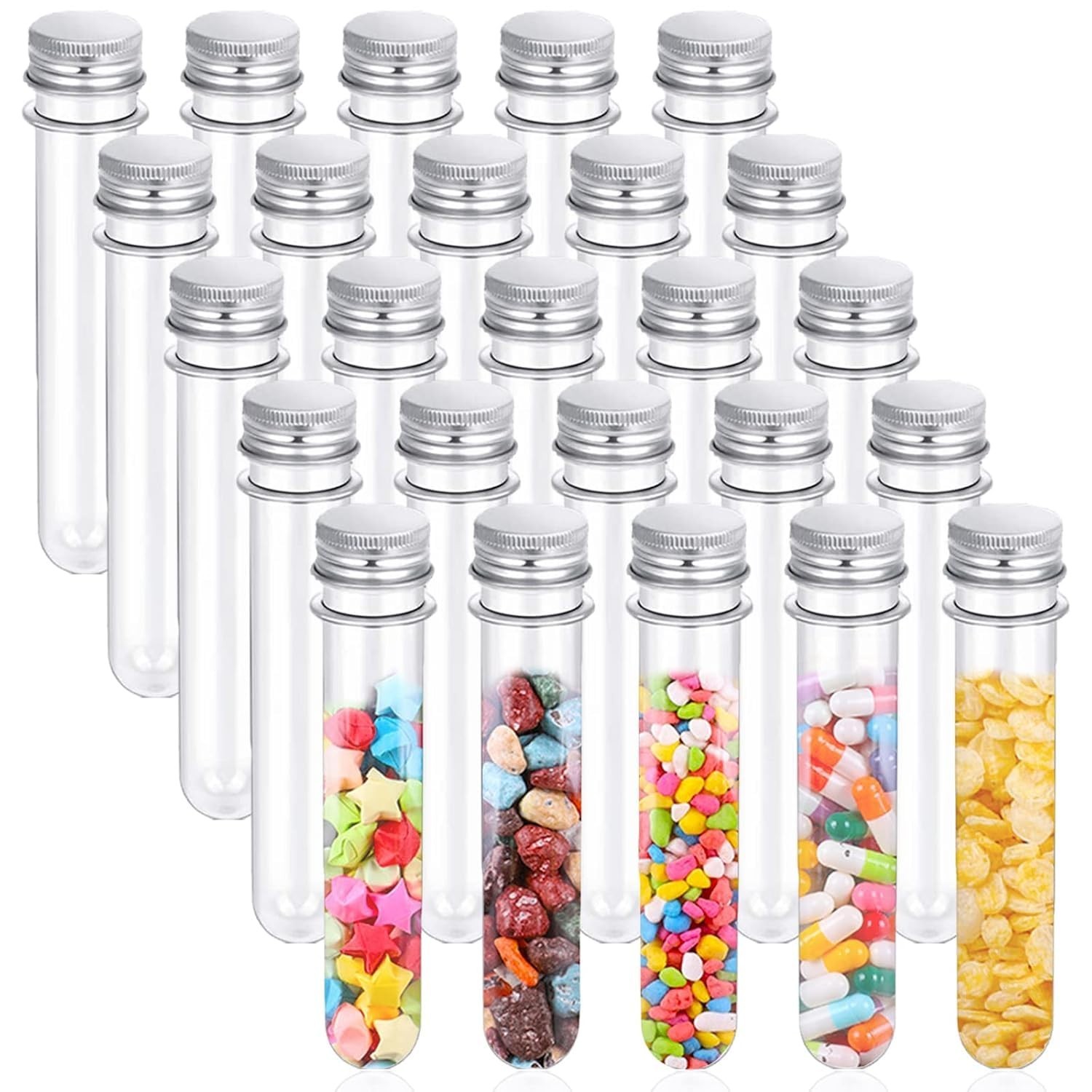 25PCS Tubes,40ml Clear Plastic Tubes with Screw Caps,25x140mm Tube for Samp…