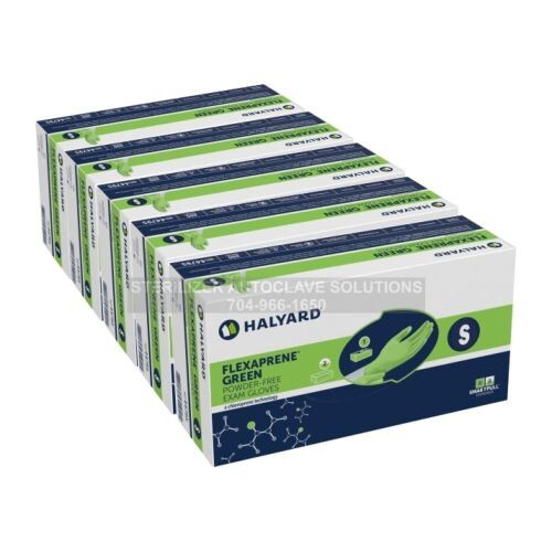 Halyard FLEXAPRENE* GREEN Exam Gloves 44793 – 5 BOXES of 200 SMALL