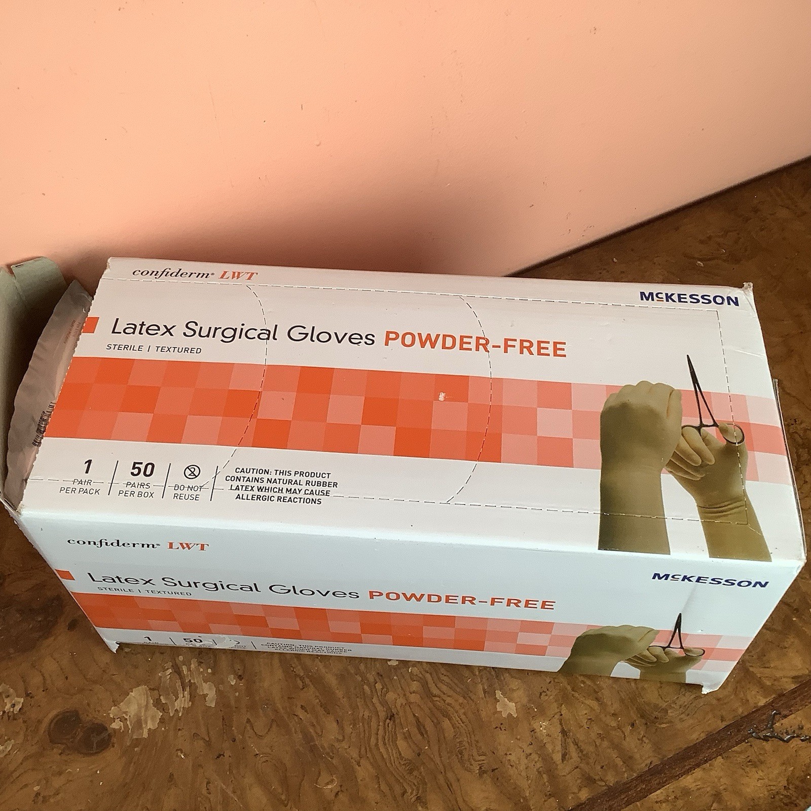 McKesson Latex Surgical Gloves Powder Free Size 7 , 50 Pack EXPIRED 2021-02-28