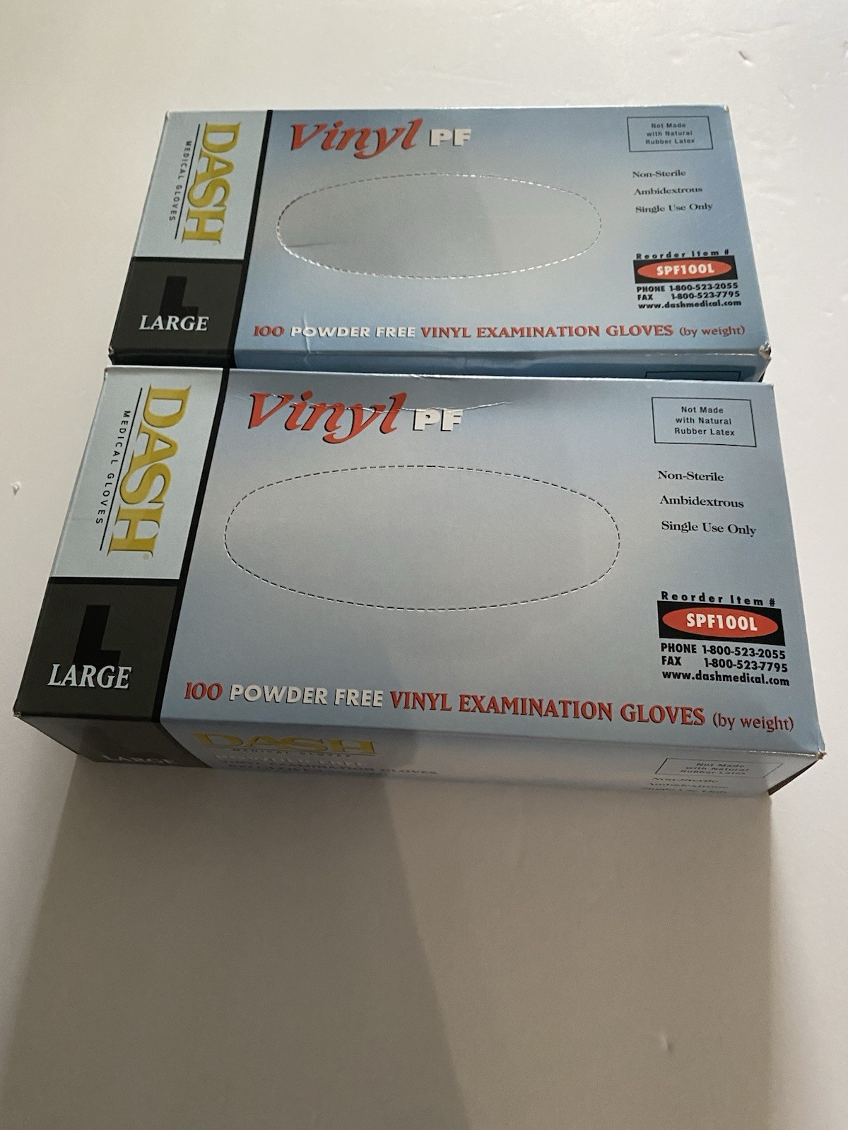 Dash Vinyl PF Medical Gloves Latex Free Powder Free 100 Count Size L Pack Of 2