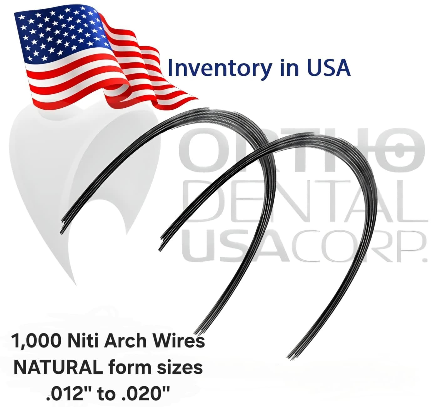 1,000 Niti Arch Wires NATURAL form sizes .012» to .020» Orthodentalusa Corp.