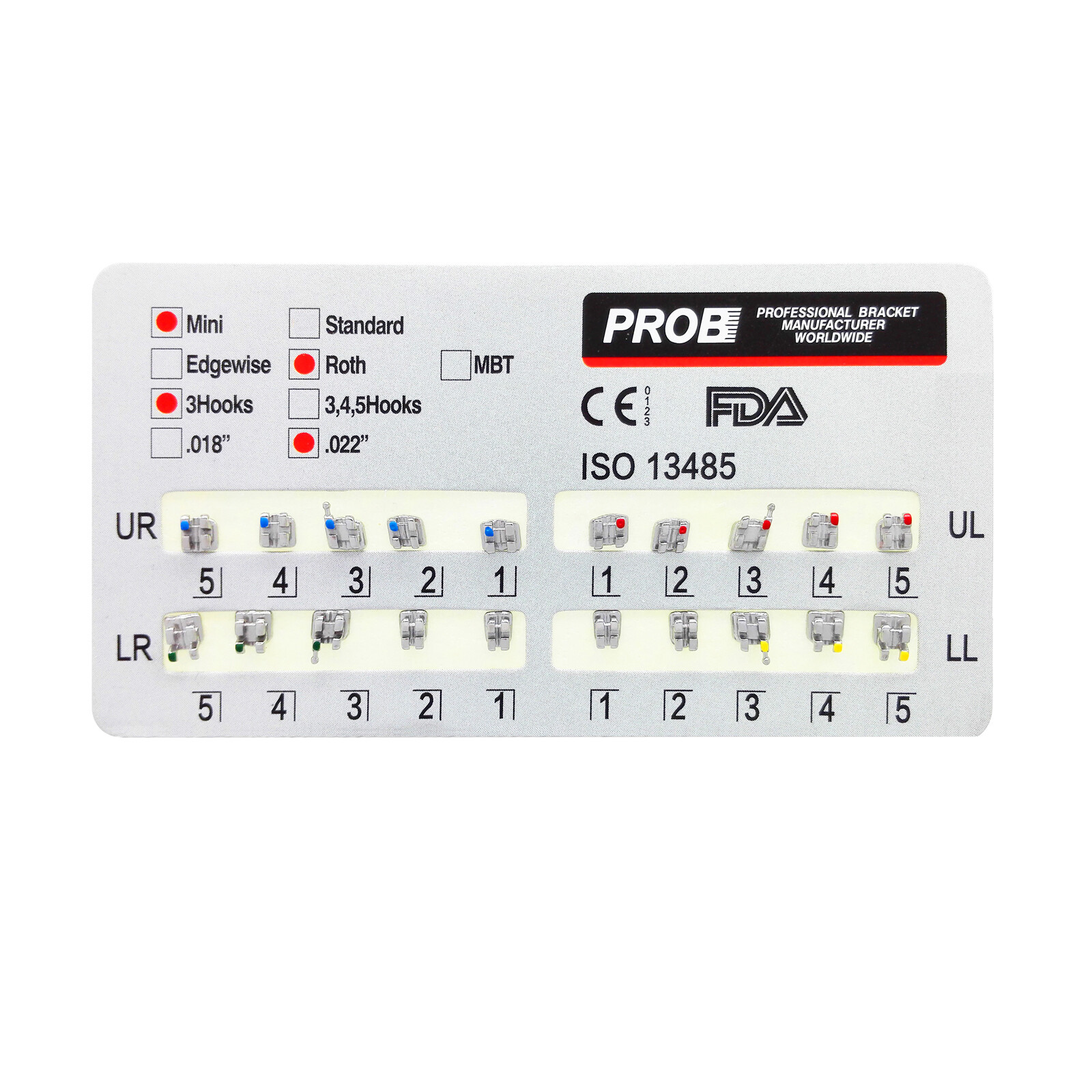 PROB Metal Bracket Dental Orthodontic Mini / Standard Roth/MBT 345/ 3Hooks.022″