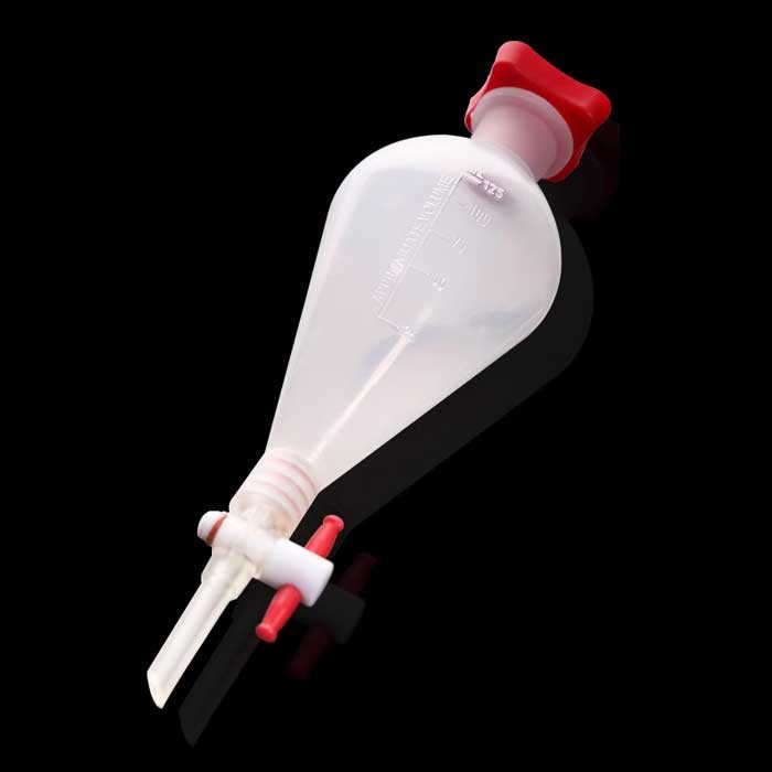 Chemistry Laboratory Plastic Separating Funnel Set, PTFE Stopcock, 125-1000ml