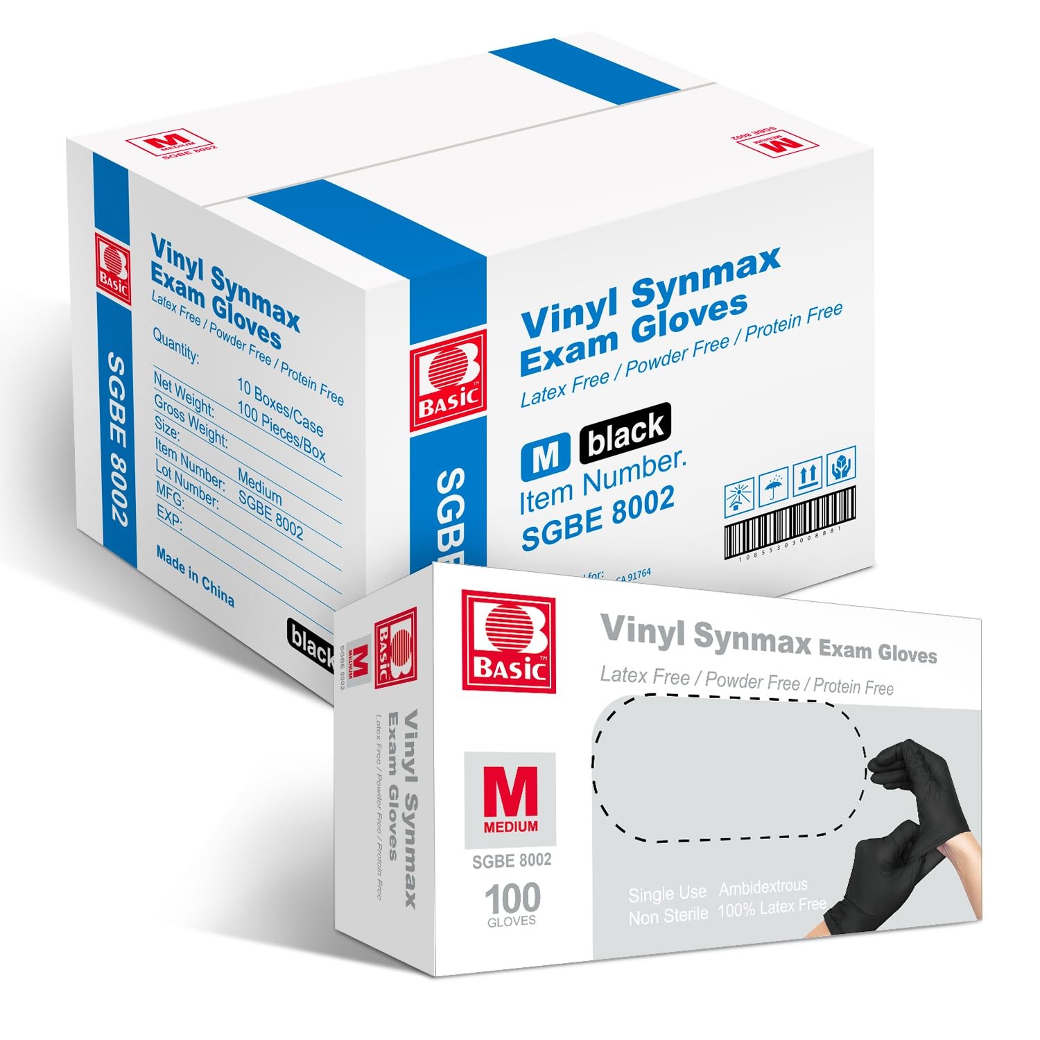 Basic Disposable Medical Synmax Vinyl Exam Gloves- 4 mil Safty Glove 1000pcs …