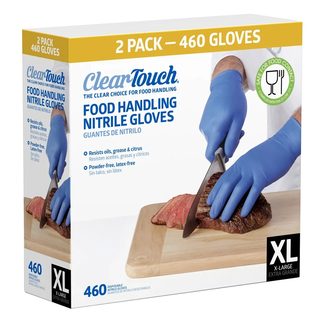 Clear-Touch Food Handling Nitrile Gloves, Blue, 460-Count