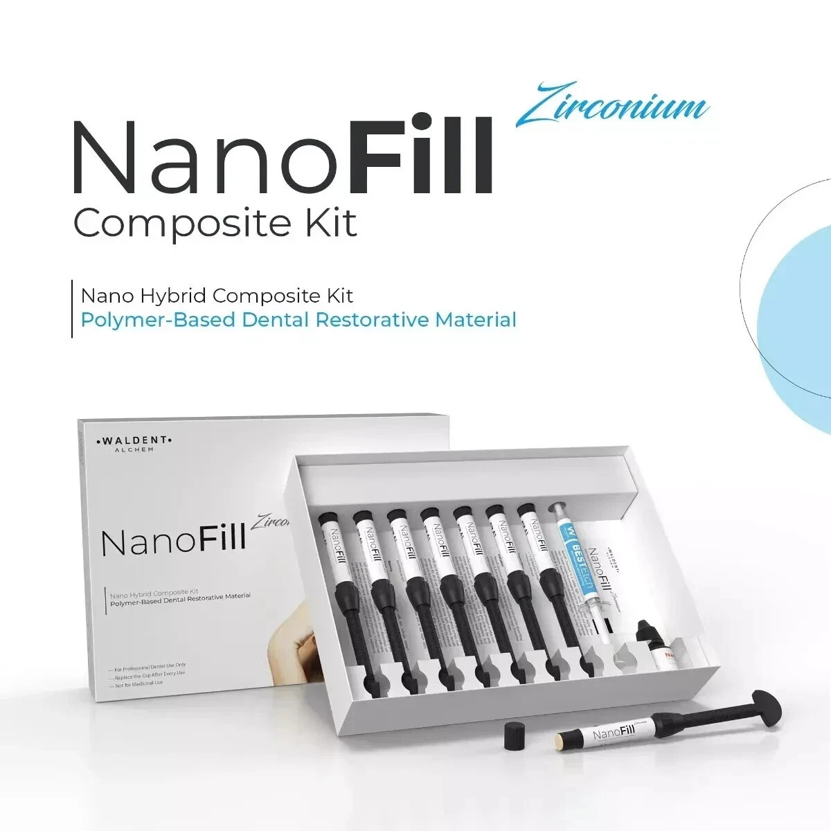 Waldent NanoFill Light Cure Radiopaque Zirconium Composite Kit 7 x 4g Syr. Toot