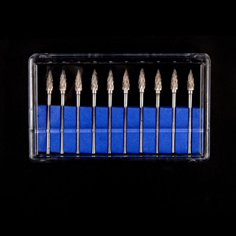 10Pcs/Box Dental HP Shank Carbide Burs Polishing Drills Tungsten Polisher 2.35mm