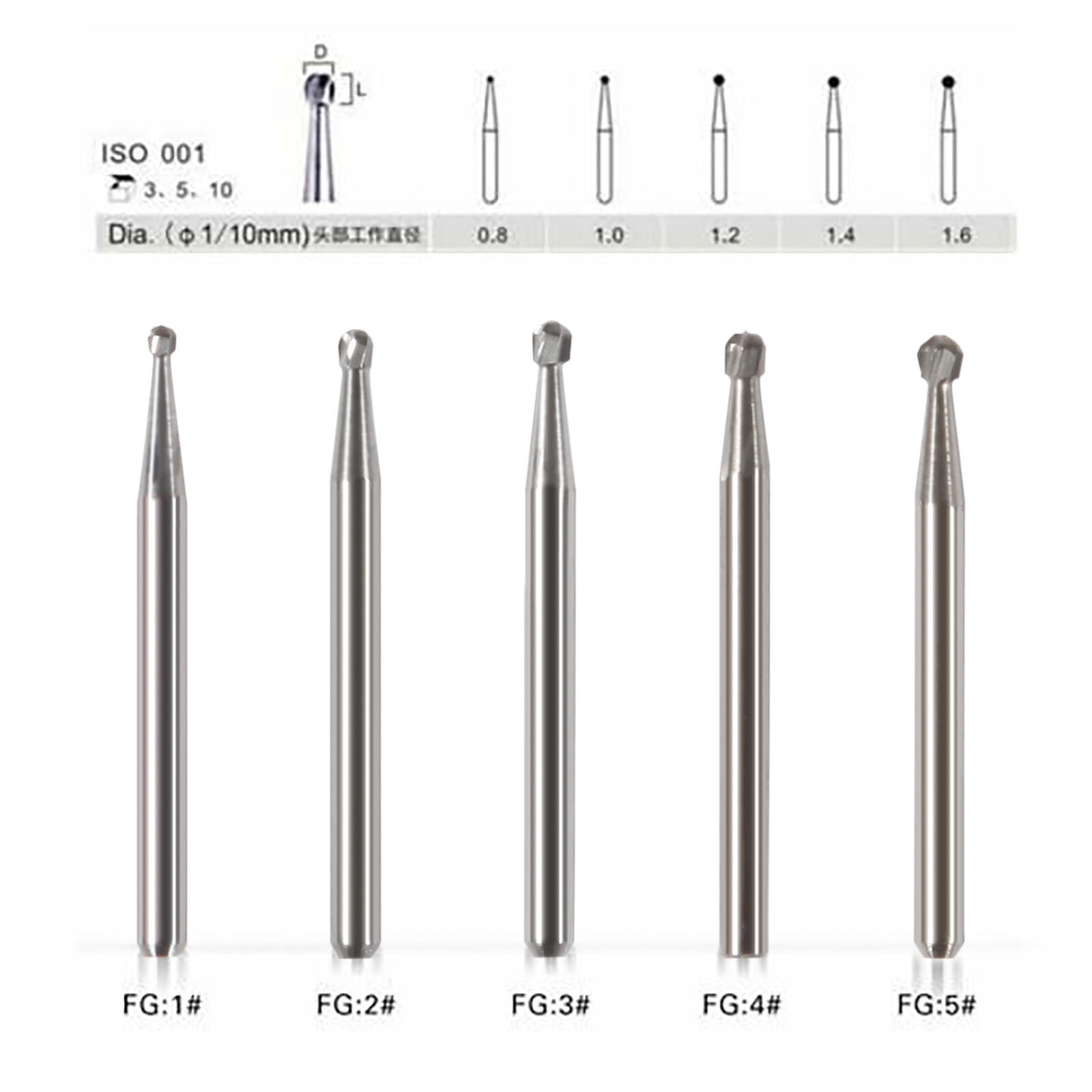10 pcs Dental Orthodontic High-Speed Carbide Burs FG Debonding And Finishing
