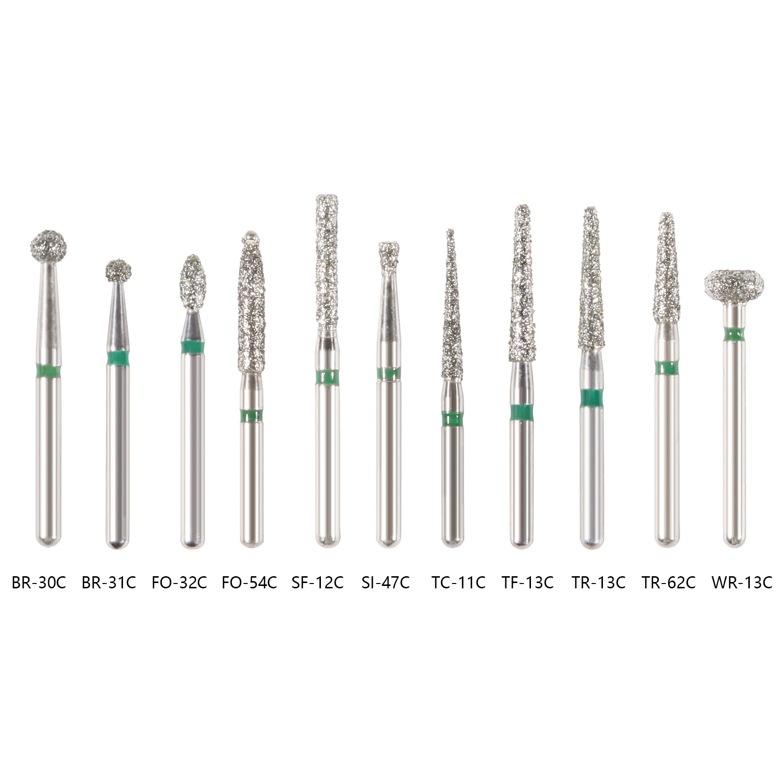 100 piezas Burr fresas de diamante salees FG medio 1,6mm FG1.6mm