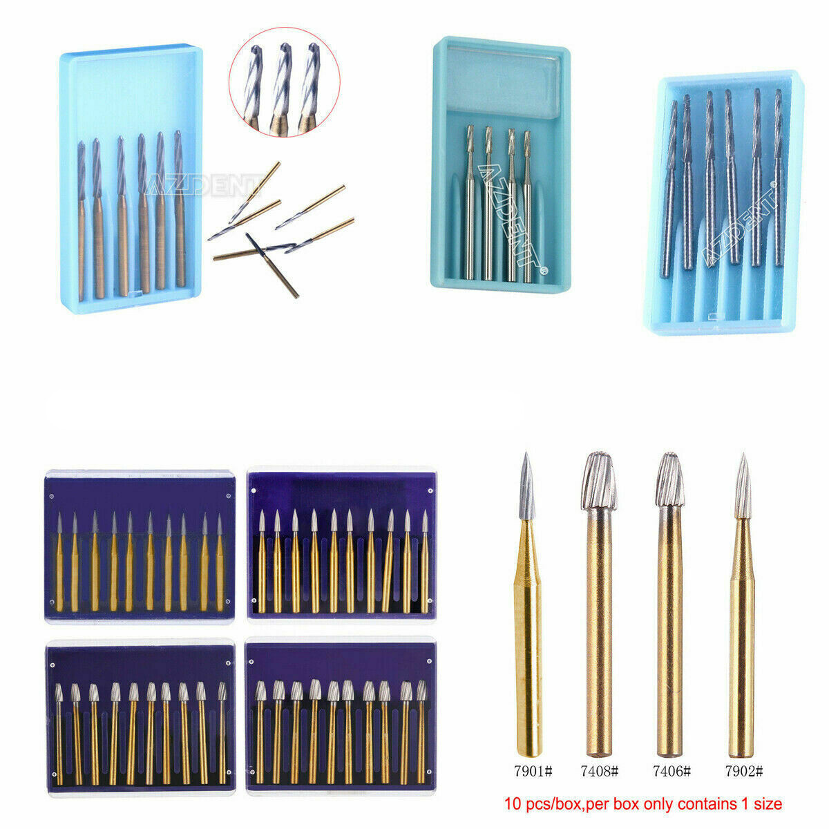 Dental Trimming/Finishing Gold Bur Tungsten Carbide Friction Grip For High Speed