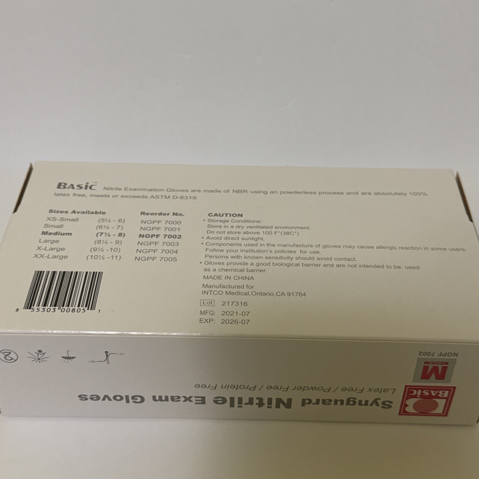 Basic NGPF-7002 Latex& Powder-Free Nitrile Exam Gloves – Box of 100, Medium Blue