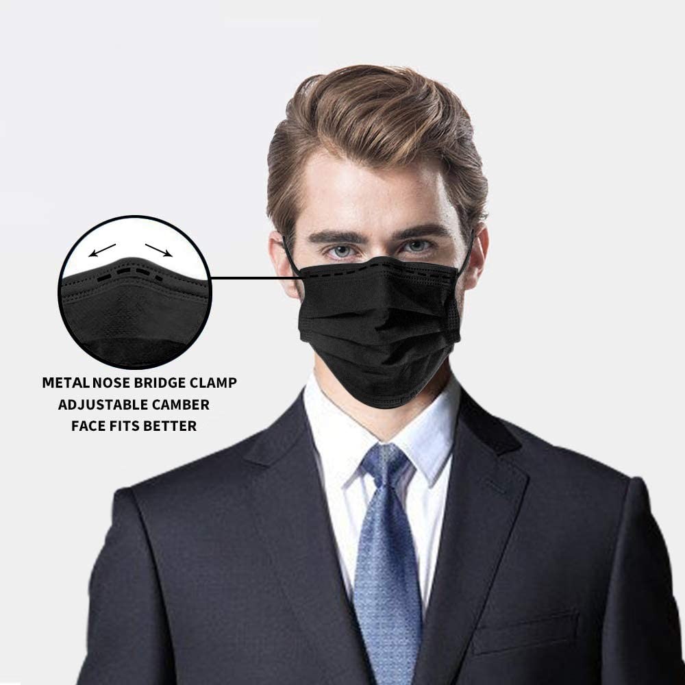 10-500 Black KN95 Face Mask Disposable Respirator 5 Layer C.E FFP2 95%