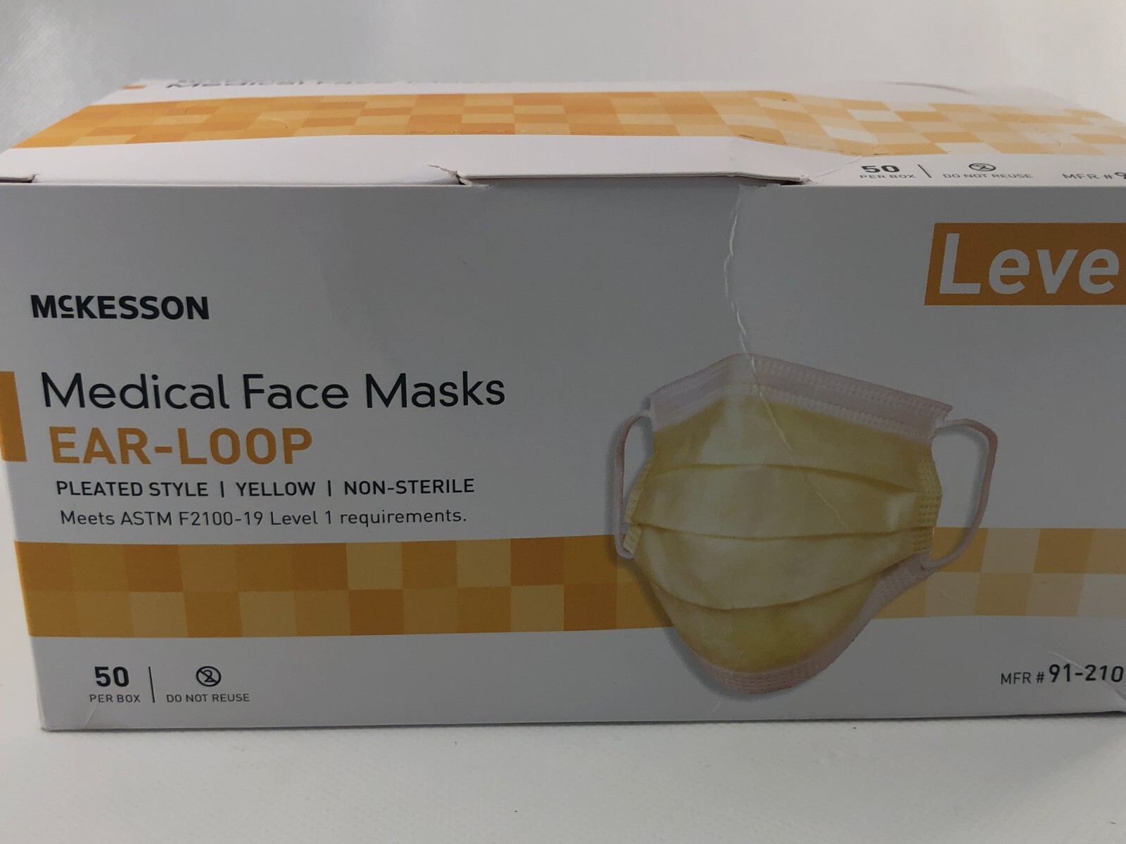 McKesson Procedure Mask Pleated 50 per Box 91-2101 Yellow