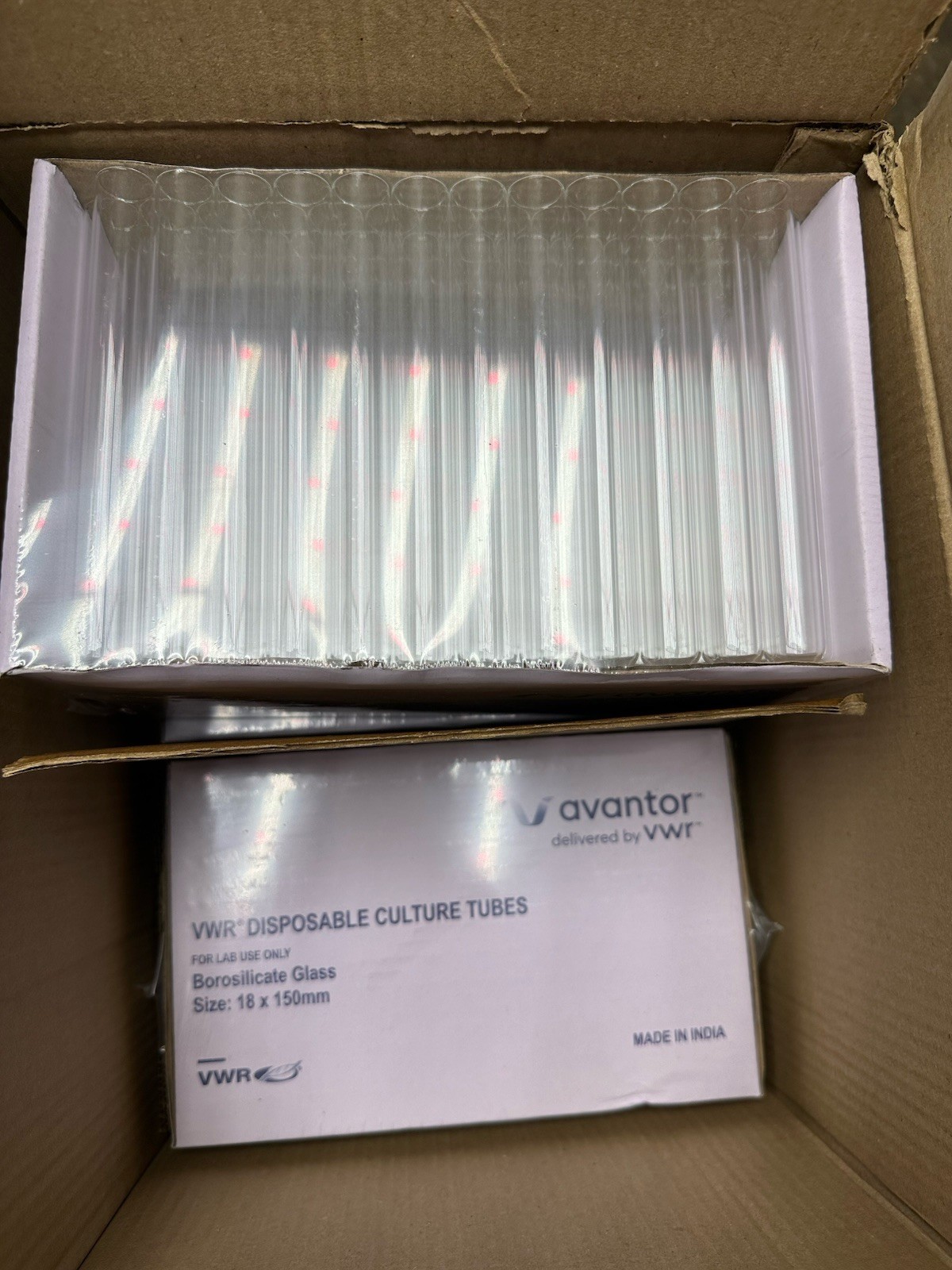 VWR Disposable Culture Tubes 18x150mm CAT. 47729-583, Case Of 375