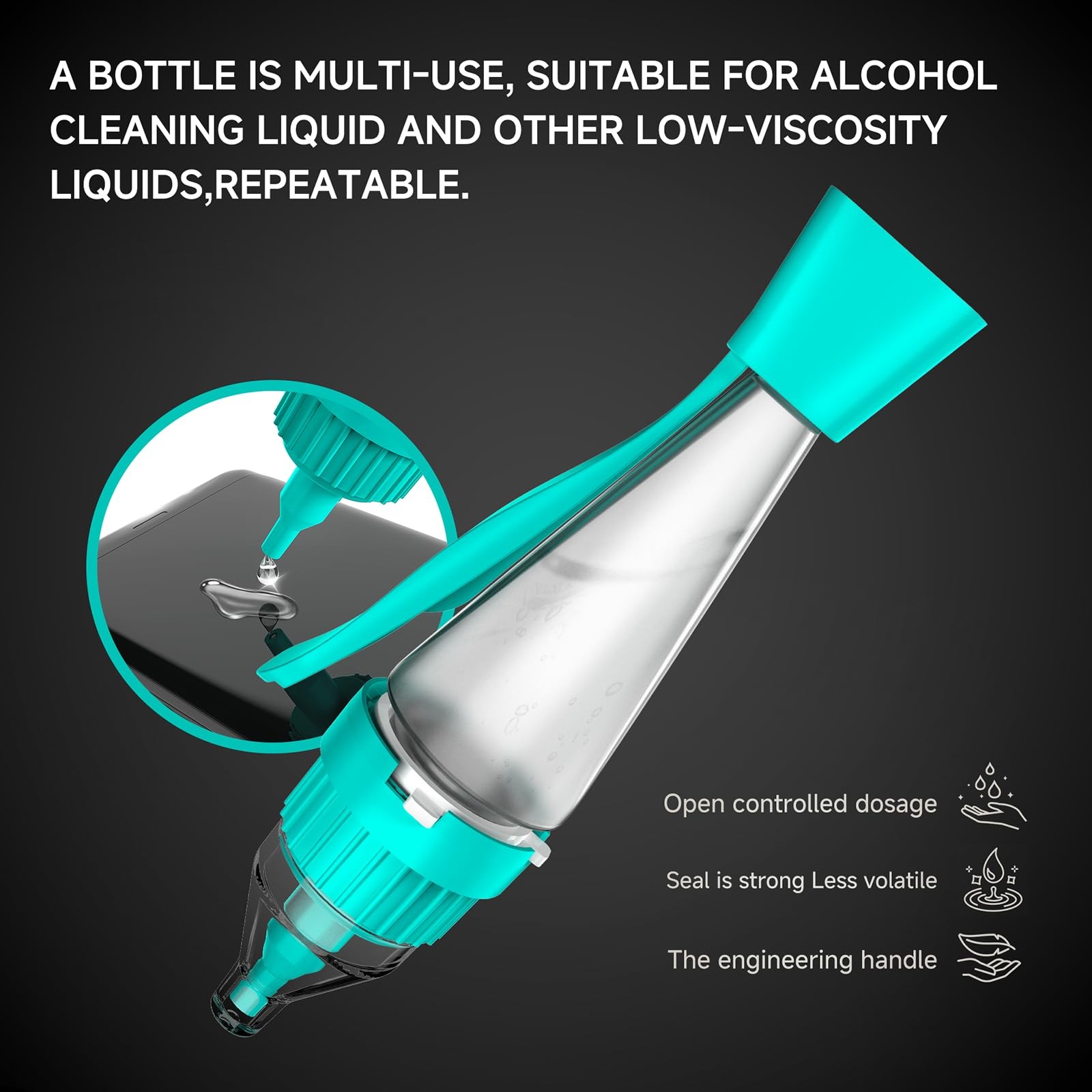 Plastic Squeeze Bottle, Esd Fluid Dispenser, Alcohol Bottle, Single-sided