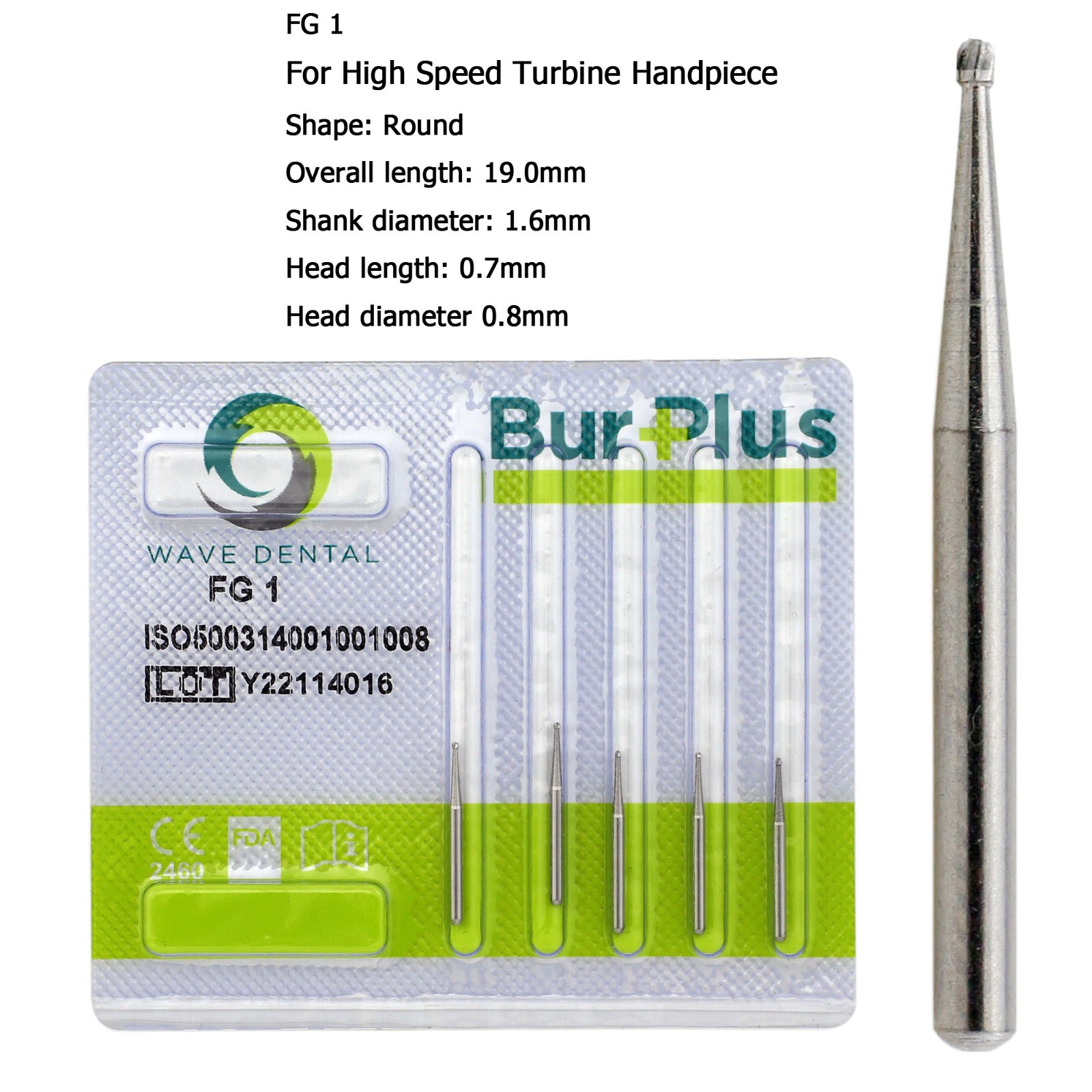 Wave Dental Tungsten Carbide Bur Round Friction Grip FG 1/4 1 2 3 5 6 7 8 Prima