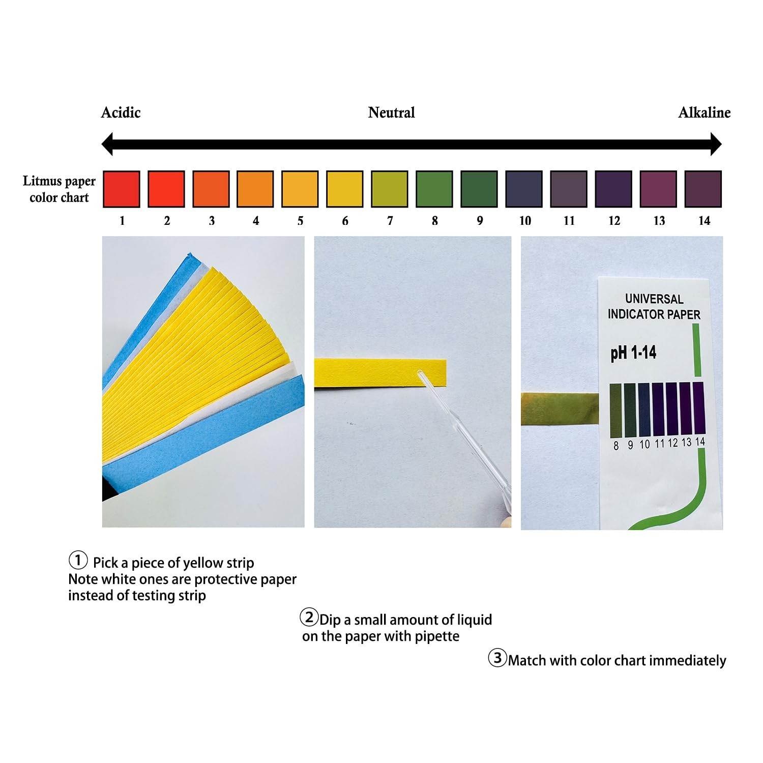 200 pH Test Strips 1-14 Range Universal Litmus Paper Water Testing Kit