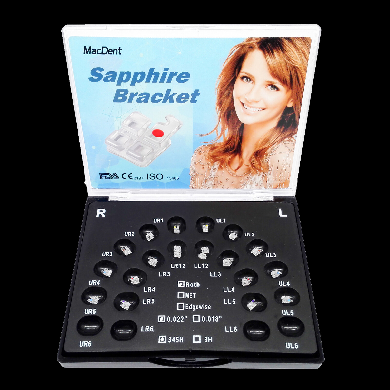 Orthodontic Self Ligating Brackets Ceramic Sapphire brace RothMBT 022»3/345Hook